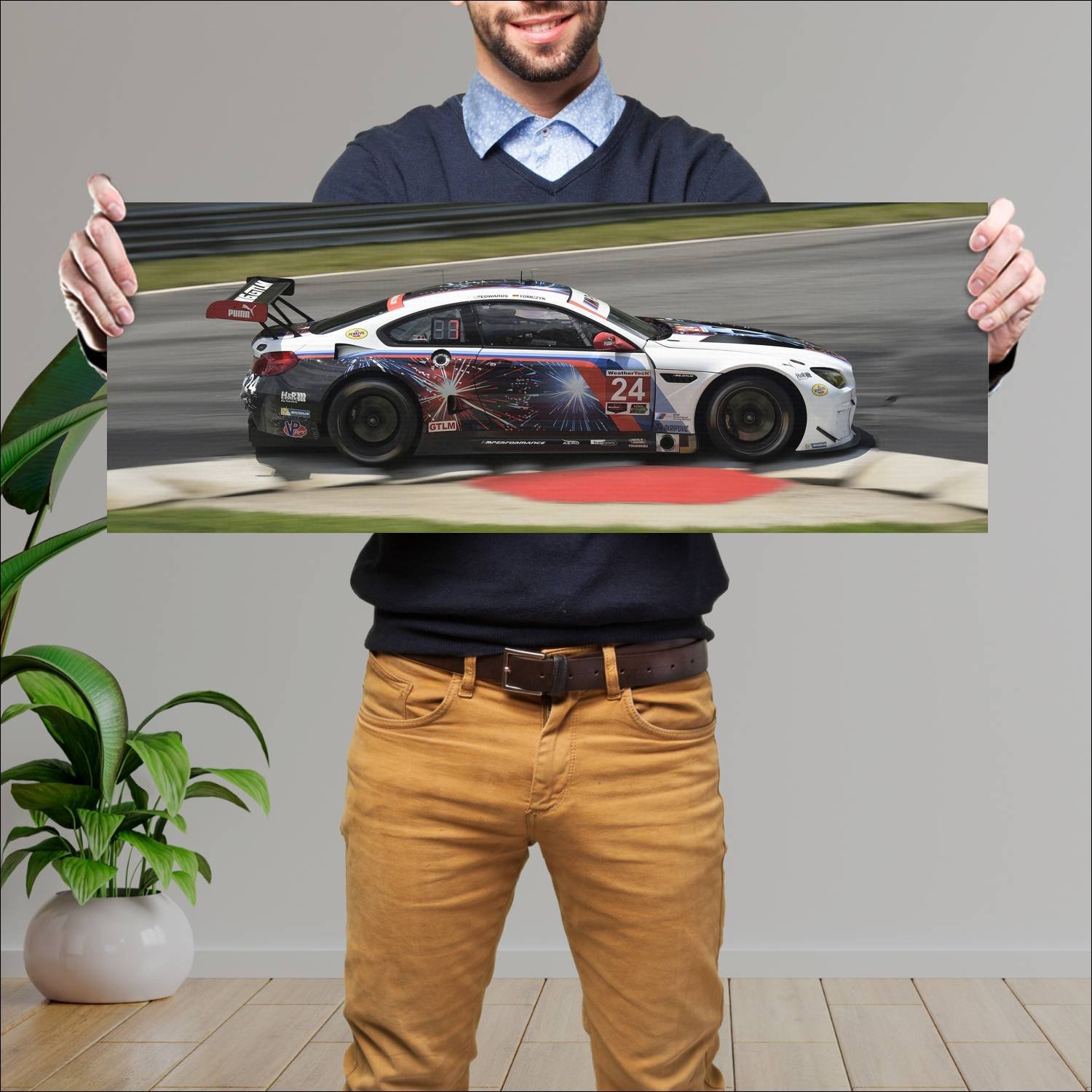 Cuadro grande 30x80cm 2016 bmw m6 gtlm auto 455 Bmw