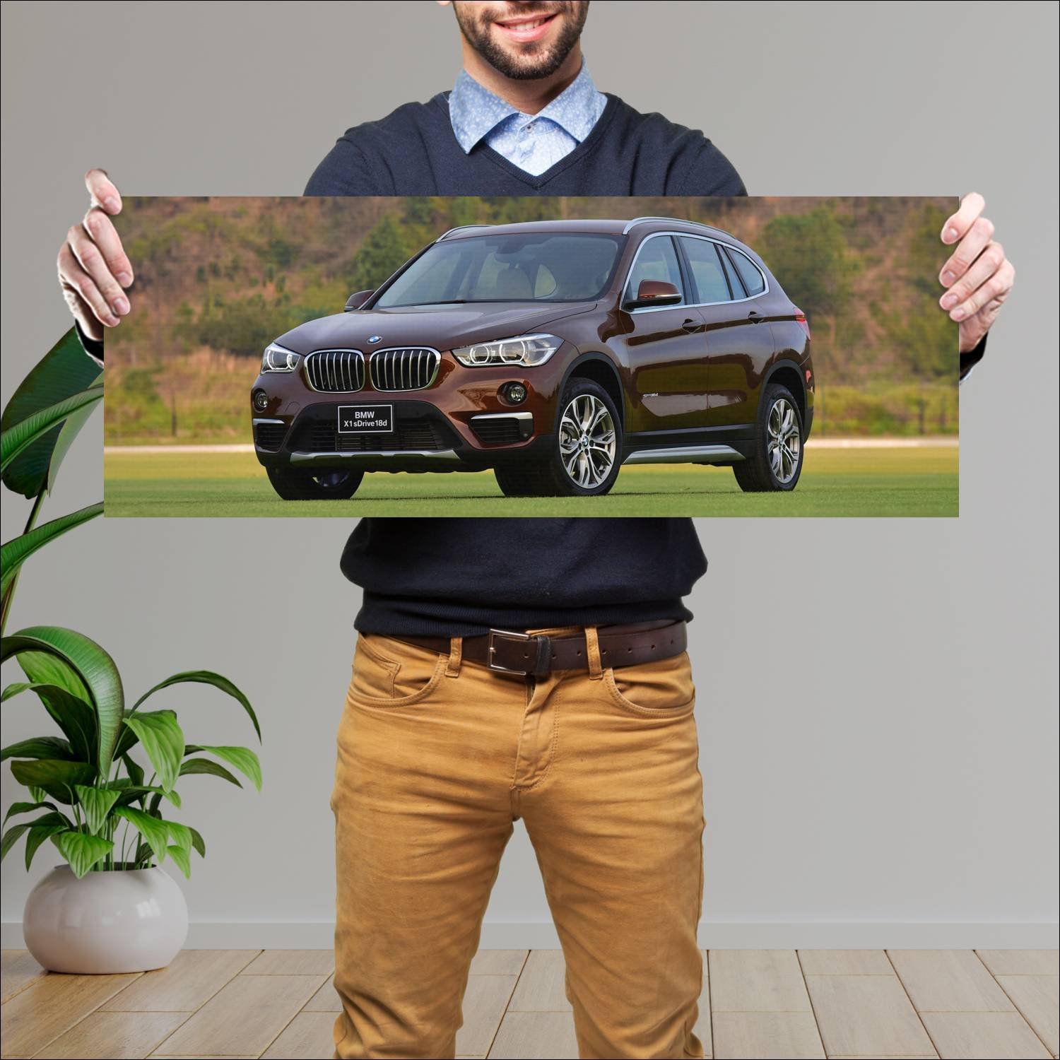 Cuadro grande 30x80cm 2016 bmw x1 th auto 463 Bmw