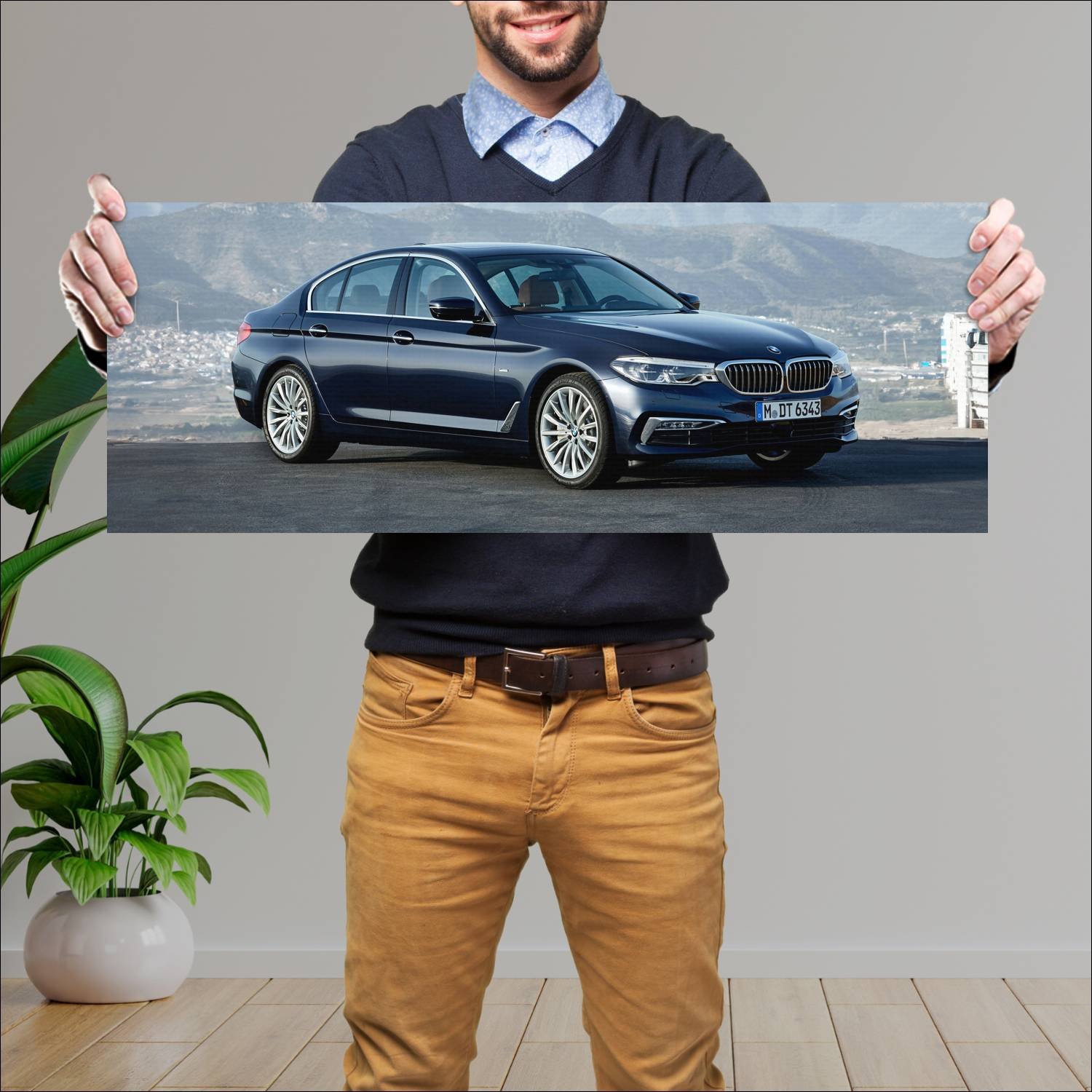 Cuadro grande 30x80cm 2017 bmw 5 series auto 502 Bmw
