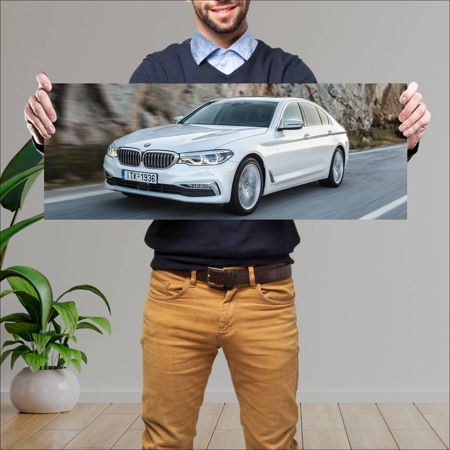 Cuadro grande 30x80cm 2017 bmw 5 series auto 503 Bmw