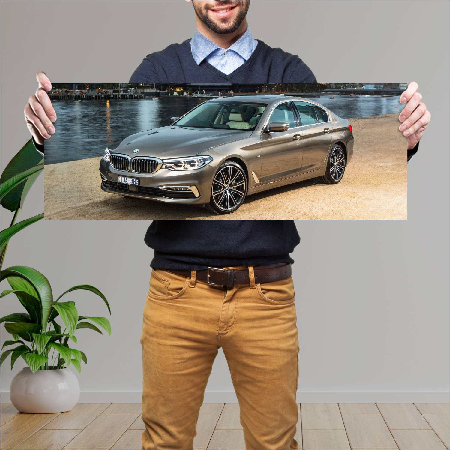 Cuadro grande 30x80cm 2017 bmw 5 series au auto 504 Bmw