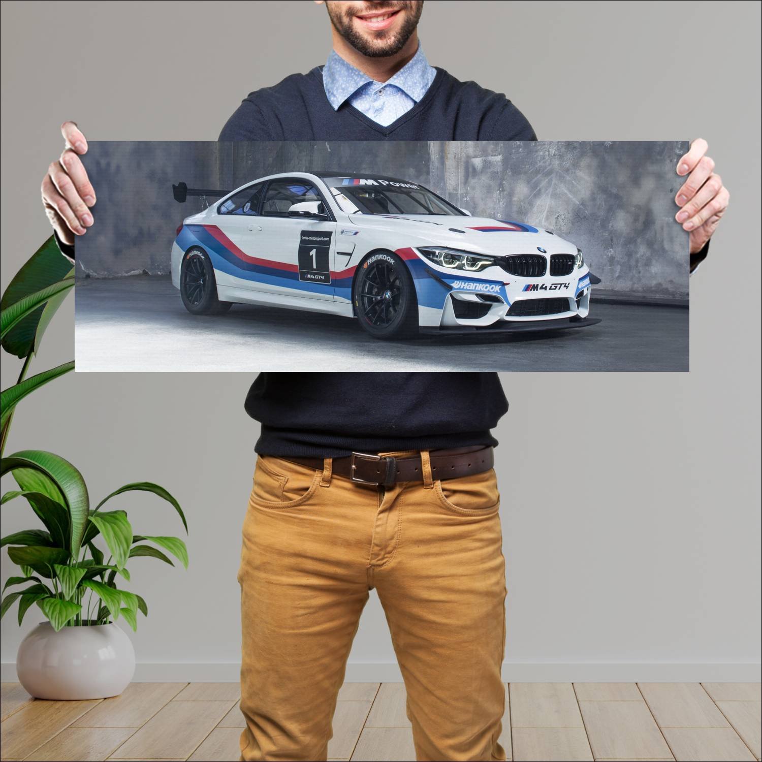 Cuadro grande 30x80cm 2017 bmw m4 gt4 auto 581 Bmw