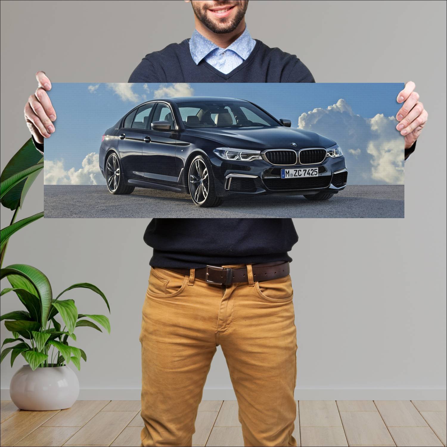 Cuadro grande 30x80cm 2017 bmw m550i auto 585 Bmw