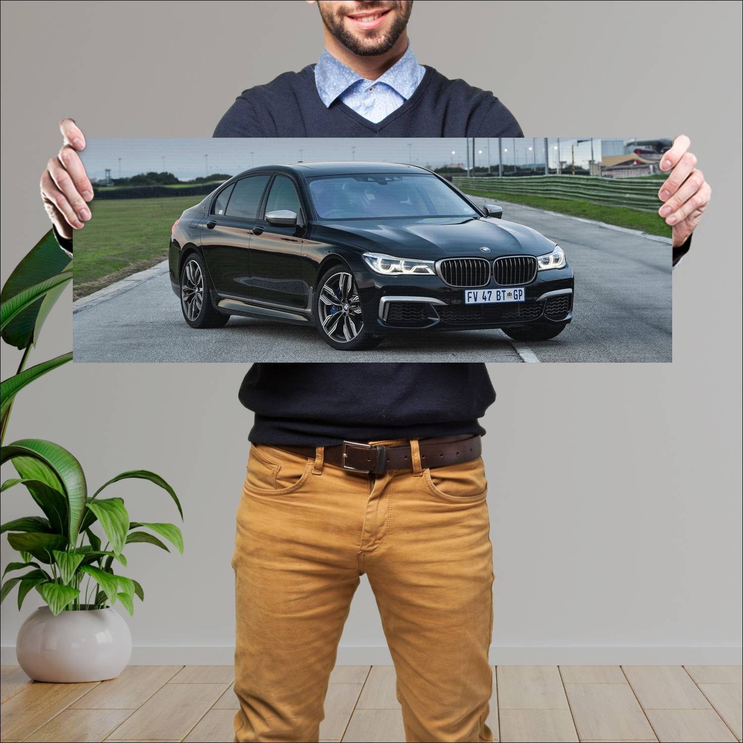 Cuadro grande 30x80cm 2017 bmw m760i lwb za auto 589 Bmw