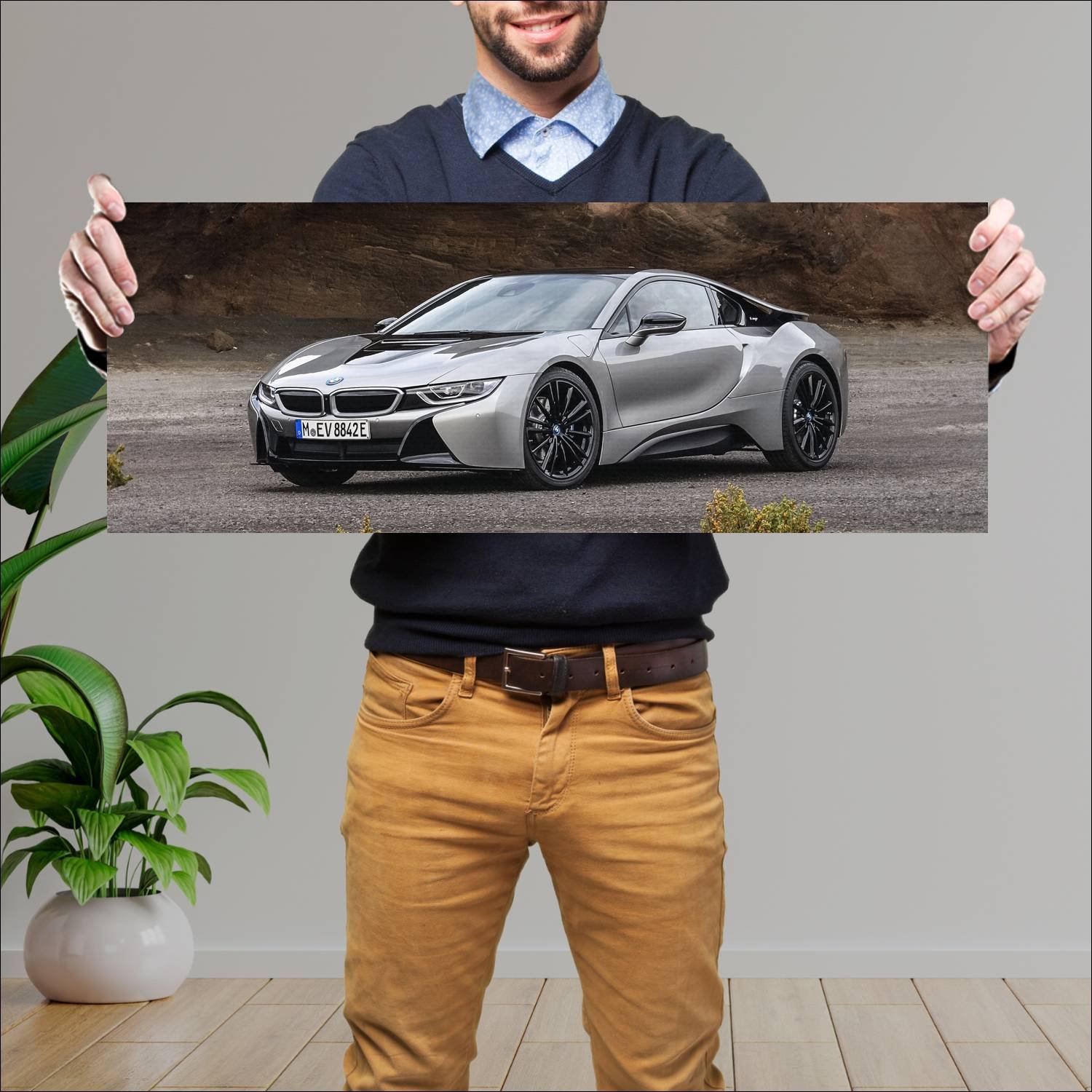 Cuadro grande 30x80cm 2018 bmw i8 auto 617 Bmw