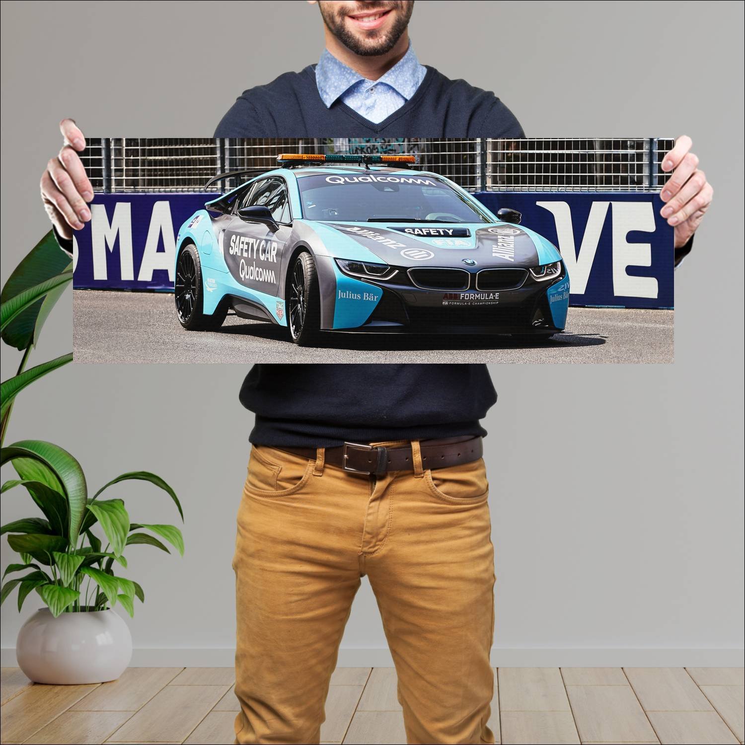 Cuadro grande 30x80cm 2018 bmw i8 formula e safety 618 Bmw