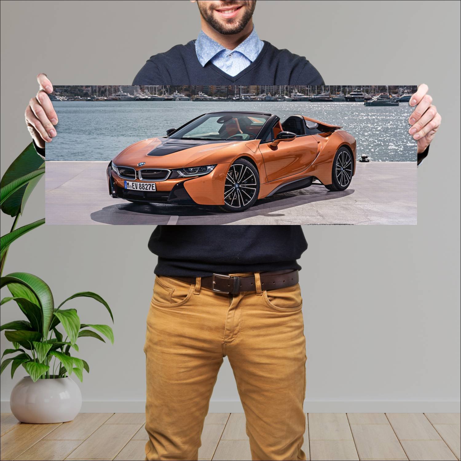 Cuadro grande 30x80cm 2018 bmw i8 roadster auto 619 Bmw