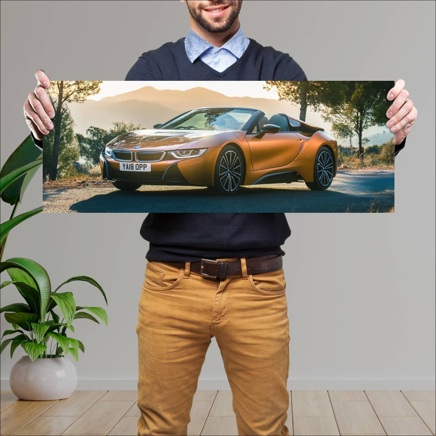 Cuadro grande 30x80cm 2018 bmw i8 roadster uk Bmw