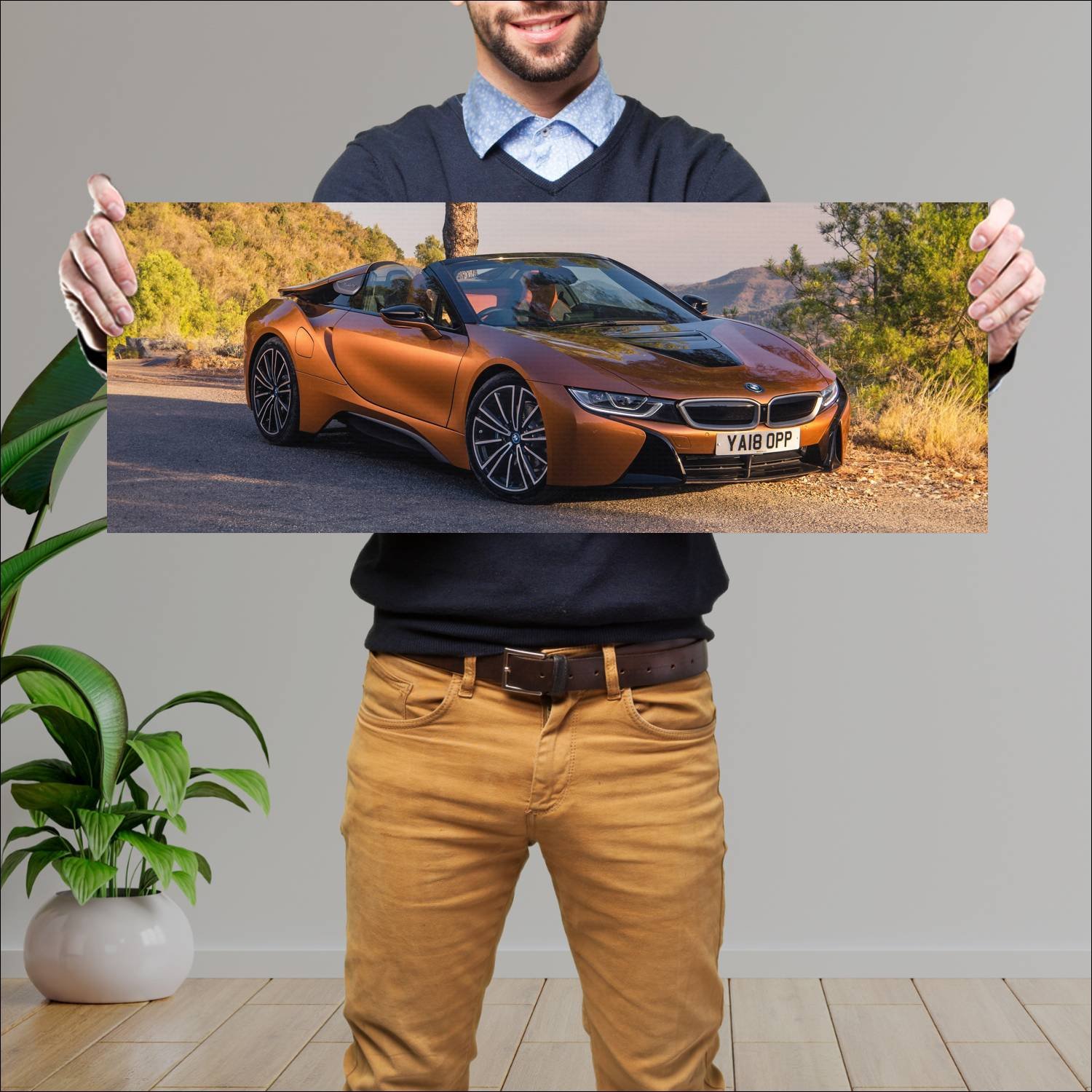 Cuadro grande 30x80cm 2018 bmw i8 roadster uk Bmw