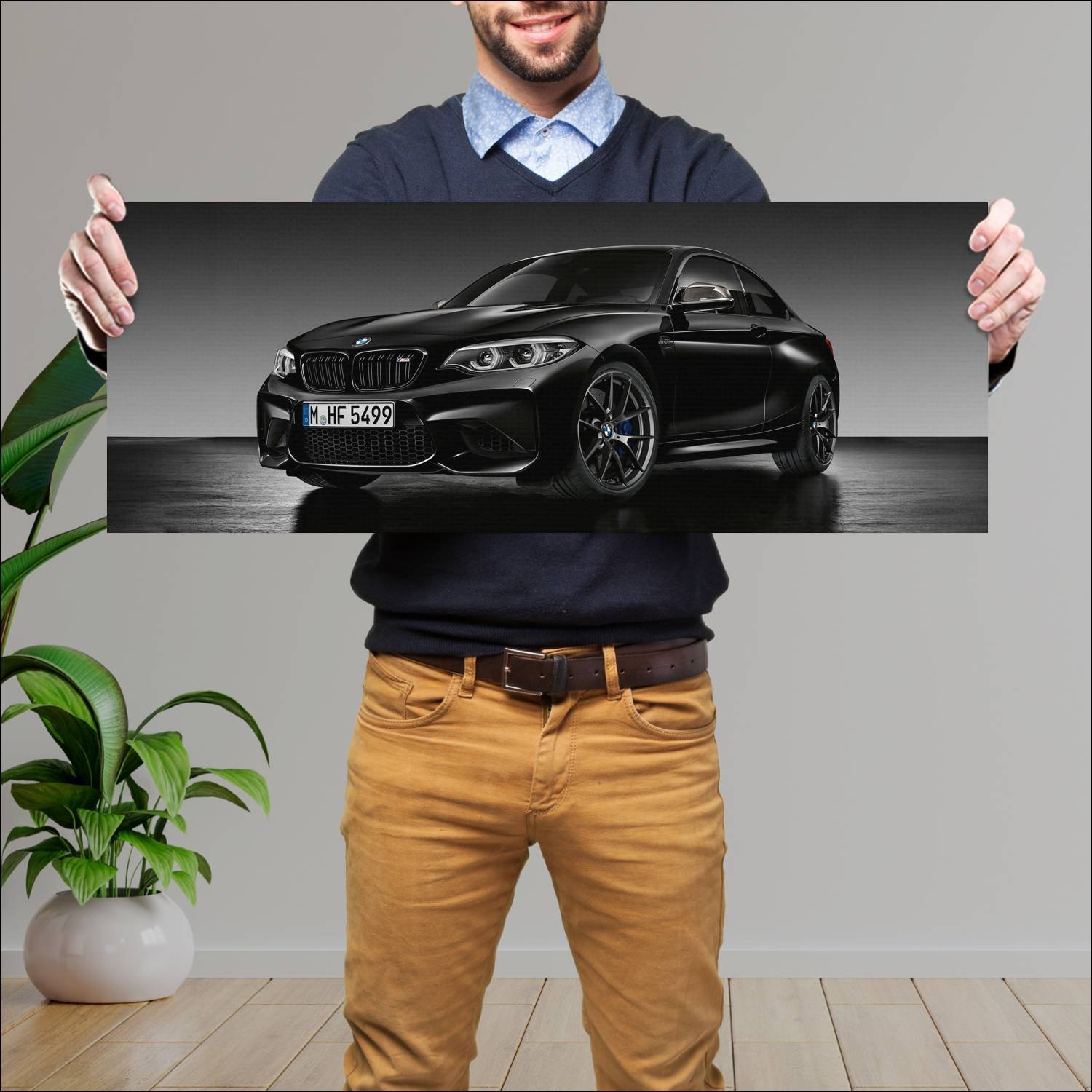 Cuadro grande 30x80cm 2018 bmw m2 coupe black shad 630 Bmw