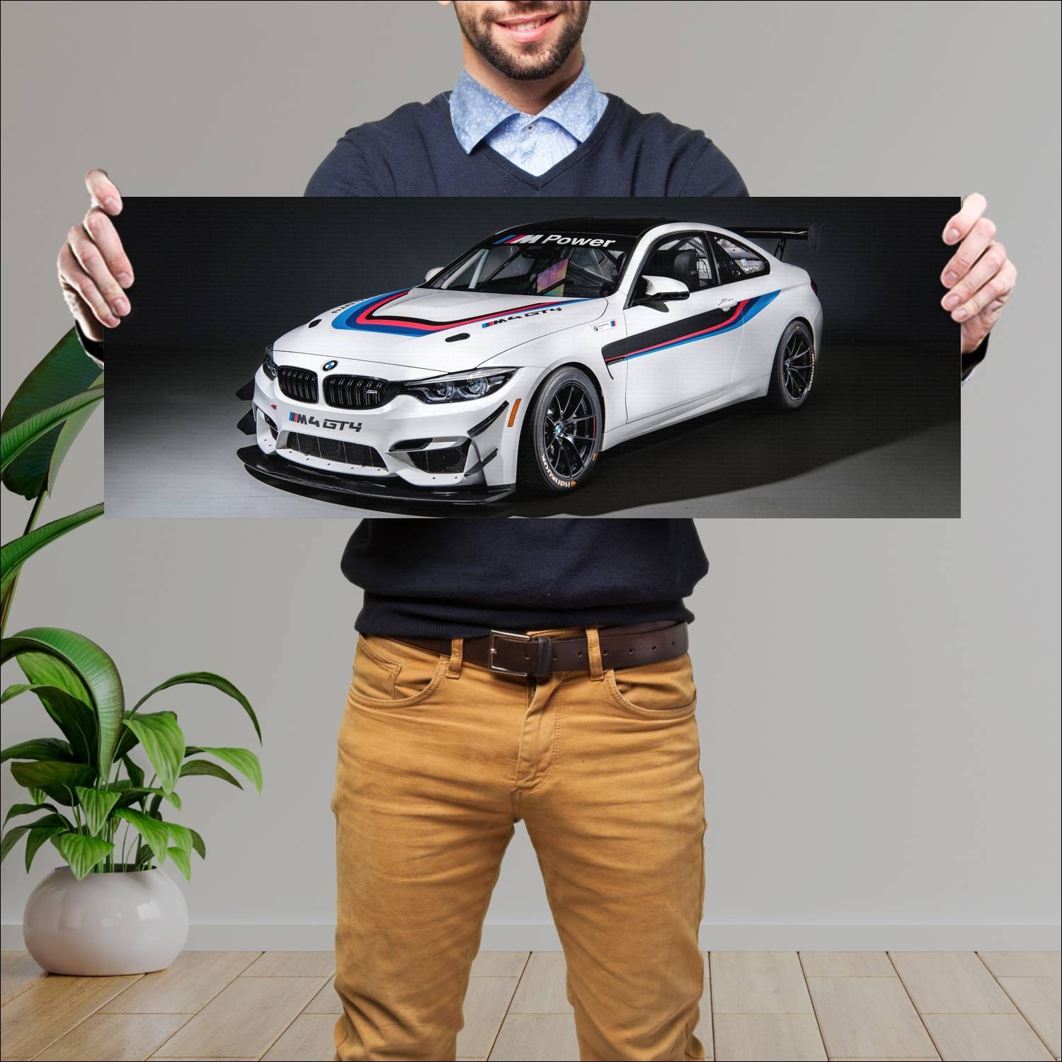 Cuadro grande 30x80cm 2018 bmw m4 gt4 us auto 646 Bmw
