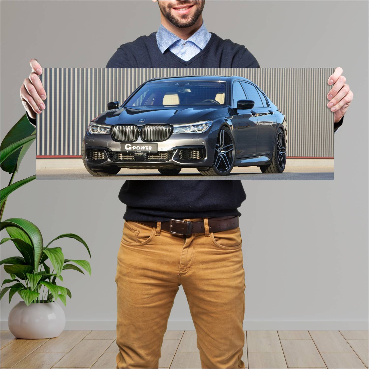 Cuadro grande 30x80cm 2018 bmw m760i by g power lw 661 Bmw