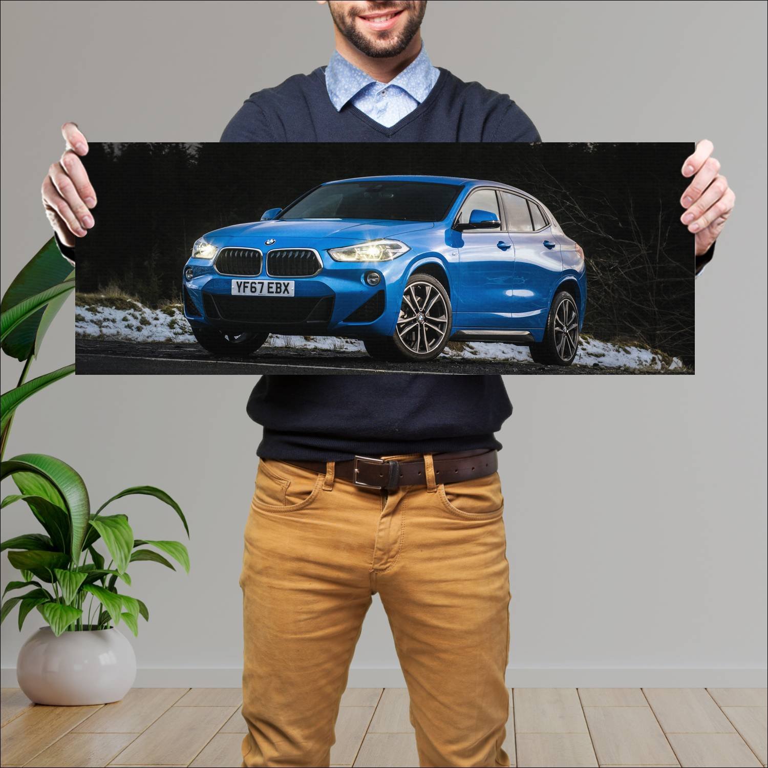 Cuadro grande 30x80cm 2018 bmw x2 m sport uk auto 672 Bmw