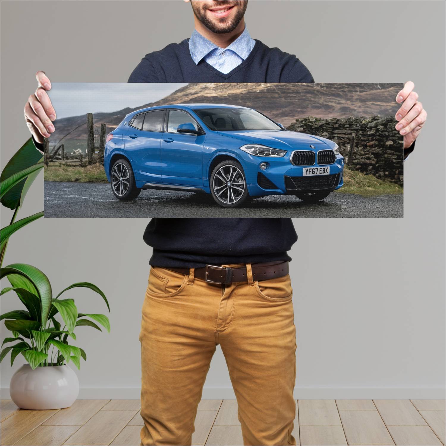 Cuadro grande 30x80cm 2018 bmw x2 m sport uk auto 673 Bmw