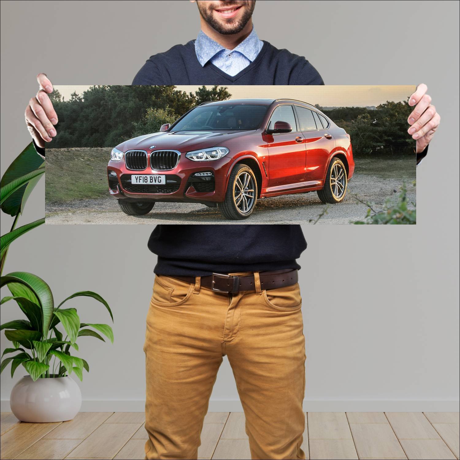 Cuadro grande 30x80cm 2018 bmw x4 m sport uk auto 687 Bmw