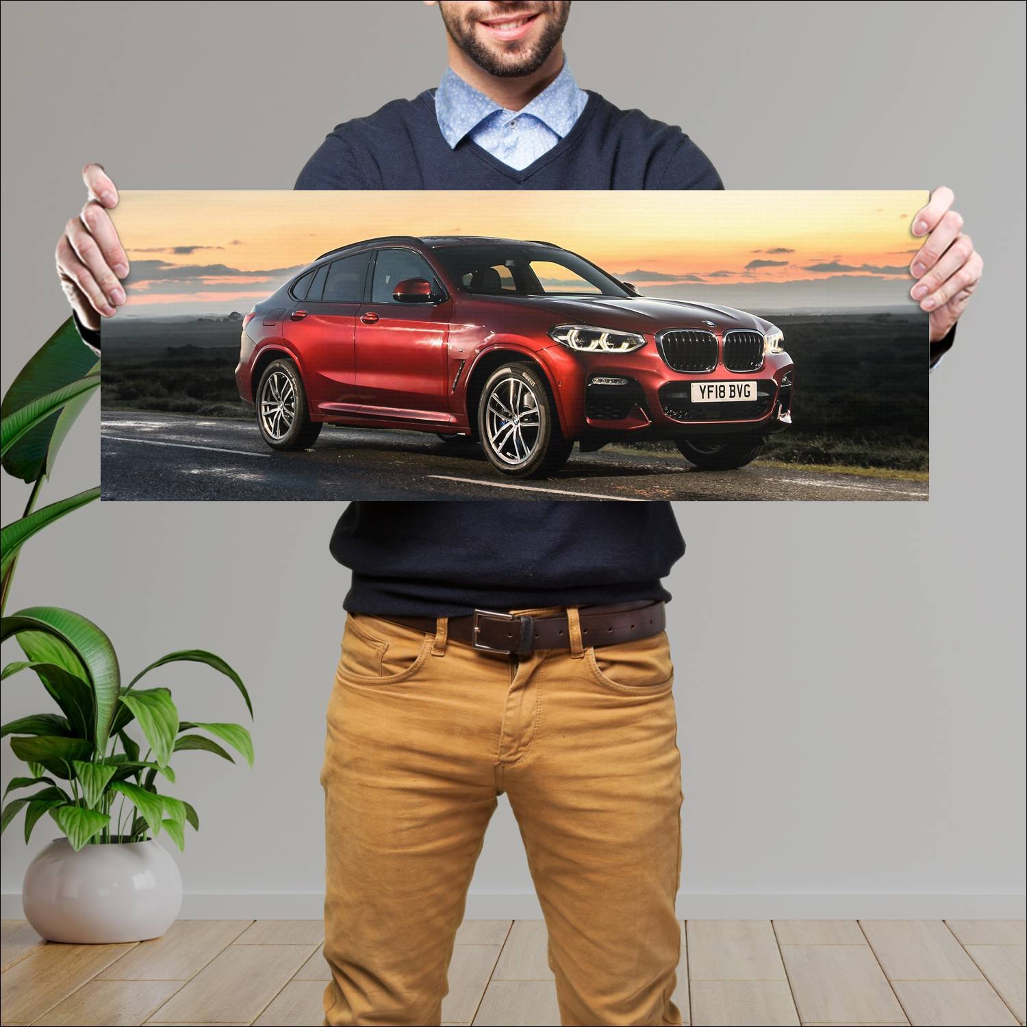 Cuadro grande 30x80cm 2018 bmw x4 m sport uk auto 688 Bmw