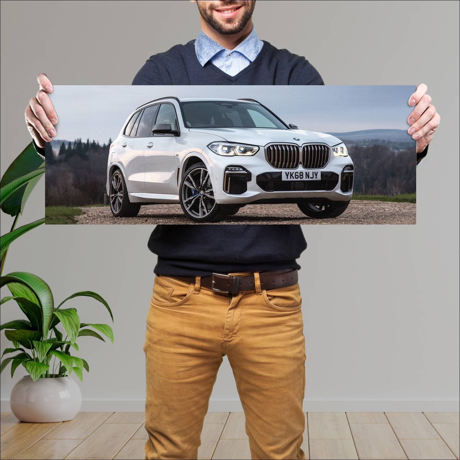 Cuadro grande 30x80cm 2018 bmw x5 m50d uk auto 697 Bmw