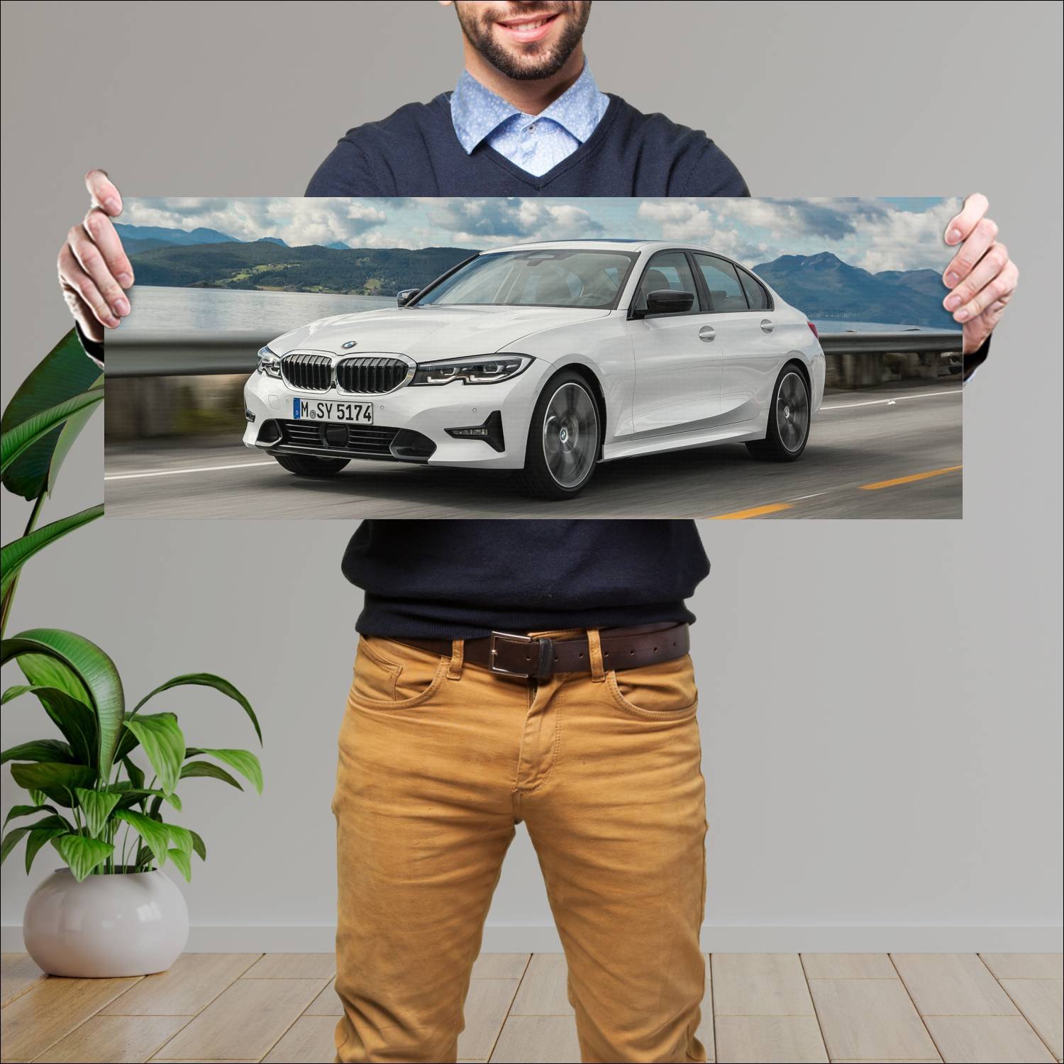 Cuadro grande 30x80cm 2019 bmw 3 series auto 715 Bmw
