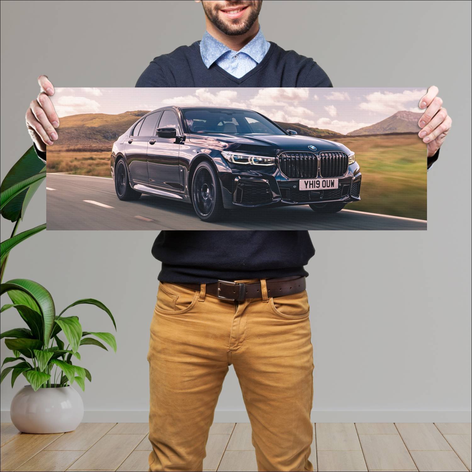 Cuadro grande 30x80cm 2019 bmw 7 series m sport uk 742 Bmw