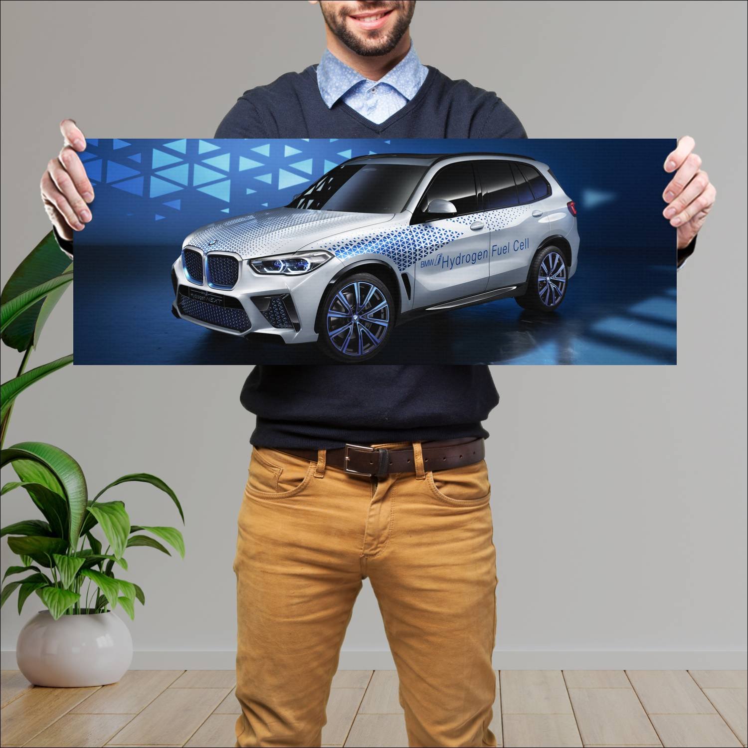 Cuadro grande 30x80cm 2019 bmw i hydrogen next con 754 Bmw