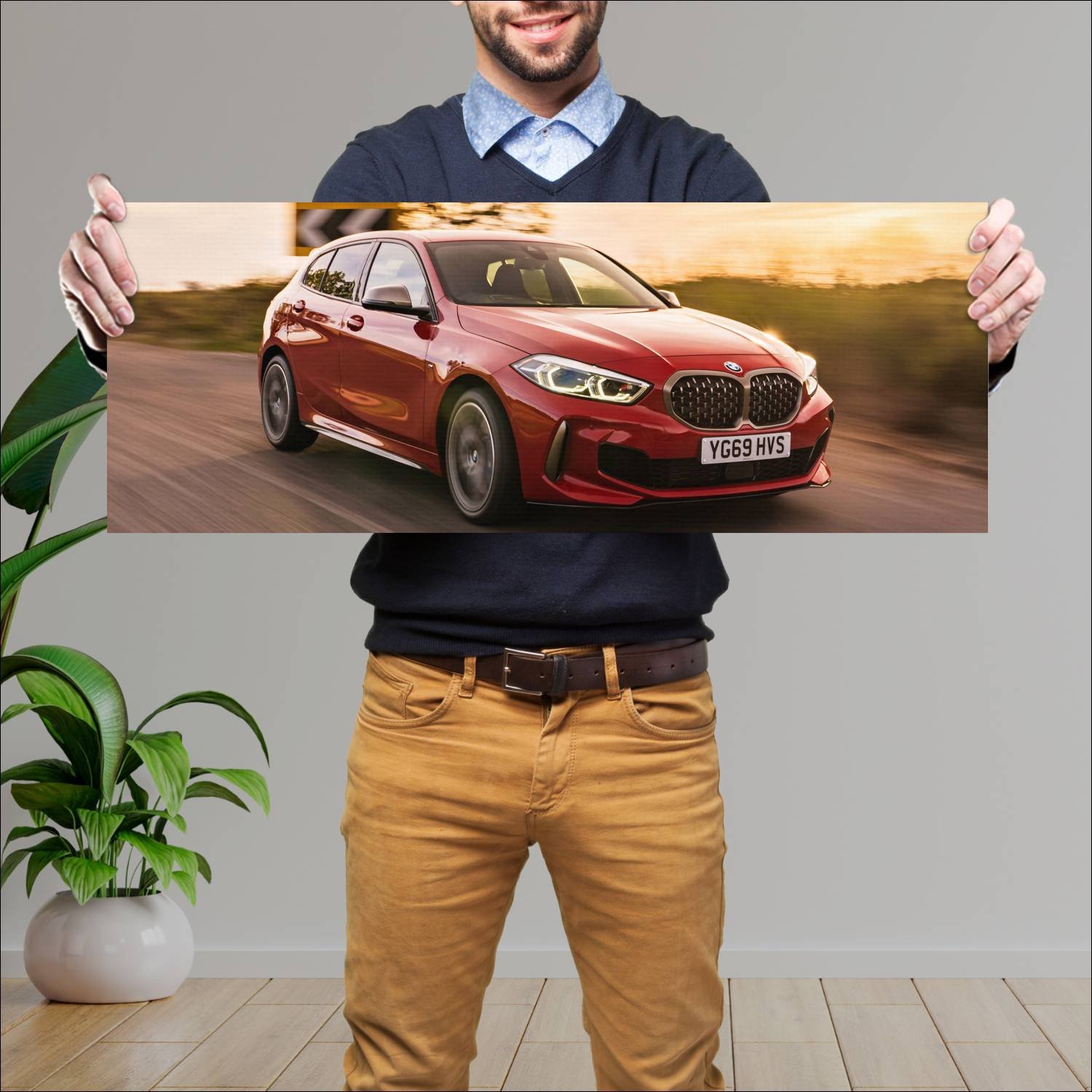 Cuadro grande 30x80cm 2019 bmw m135i uk auto 764 Bmw