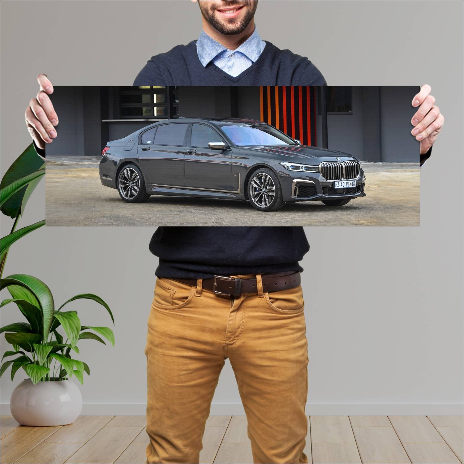 Cuadro grande 30x80cm 2019 bmw m760i lwb za auto 781 Bmw