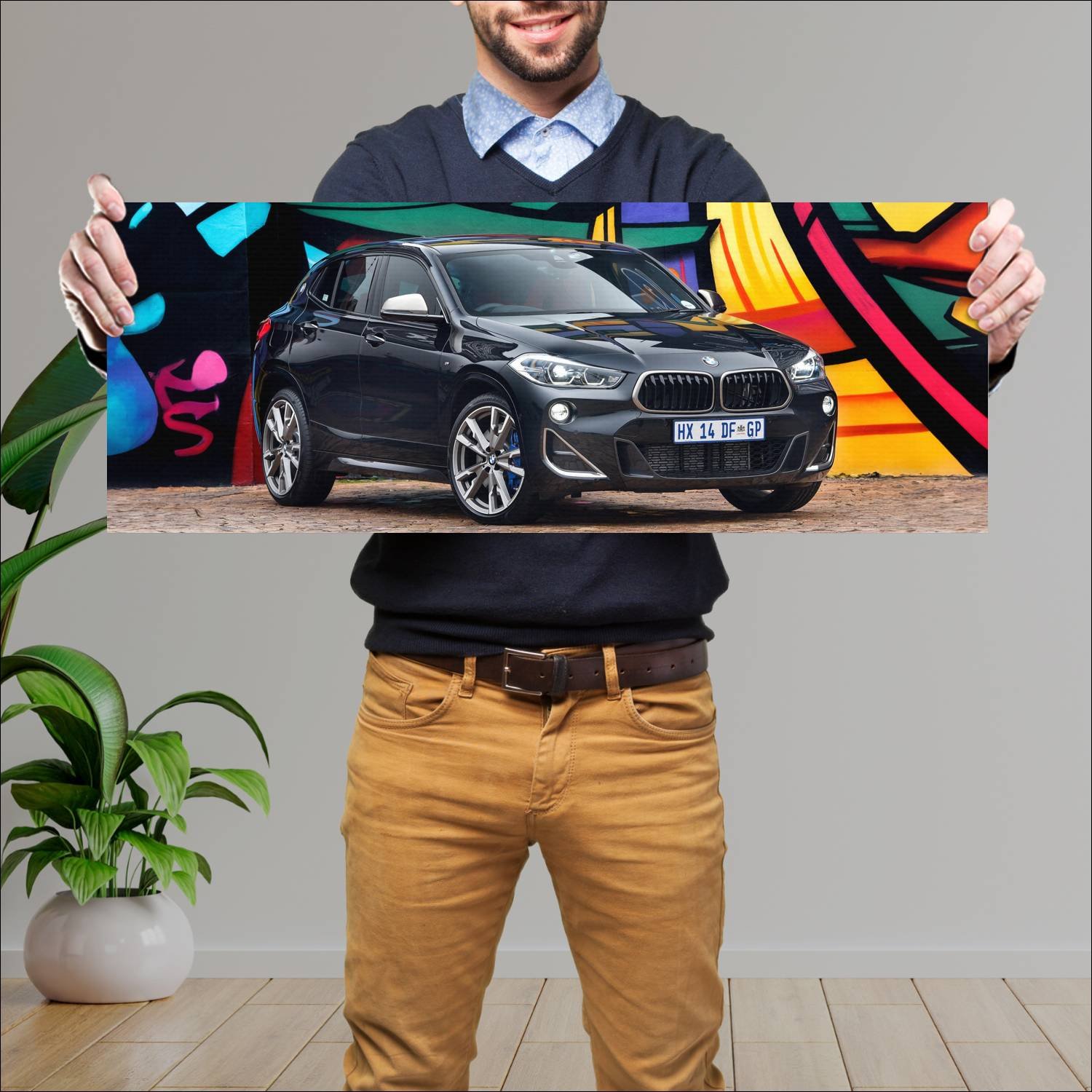 Cuadro grande 30x80cm 2019 bmw x2 m35i za auto 816 Bmw