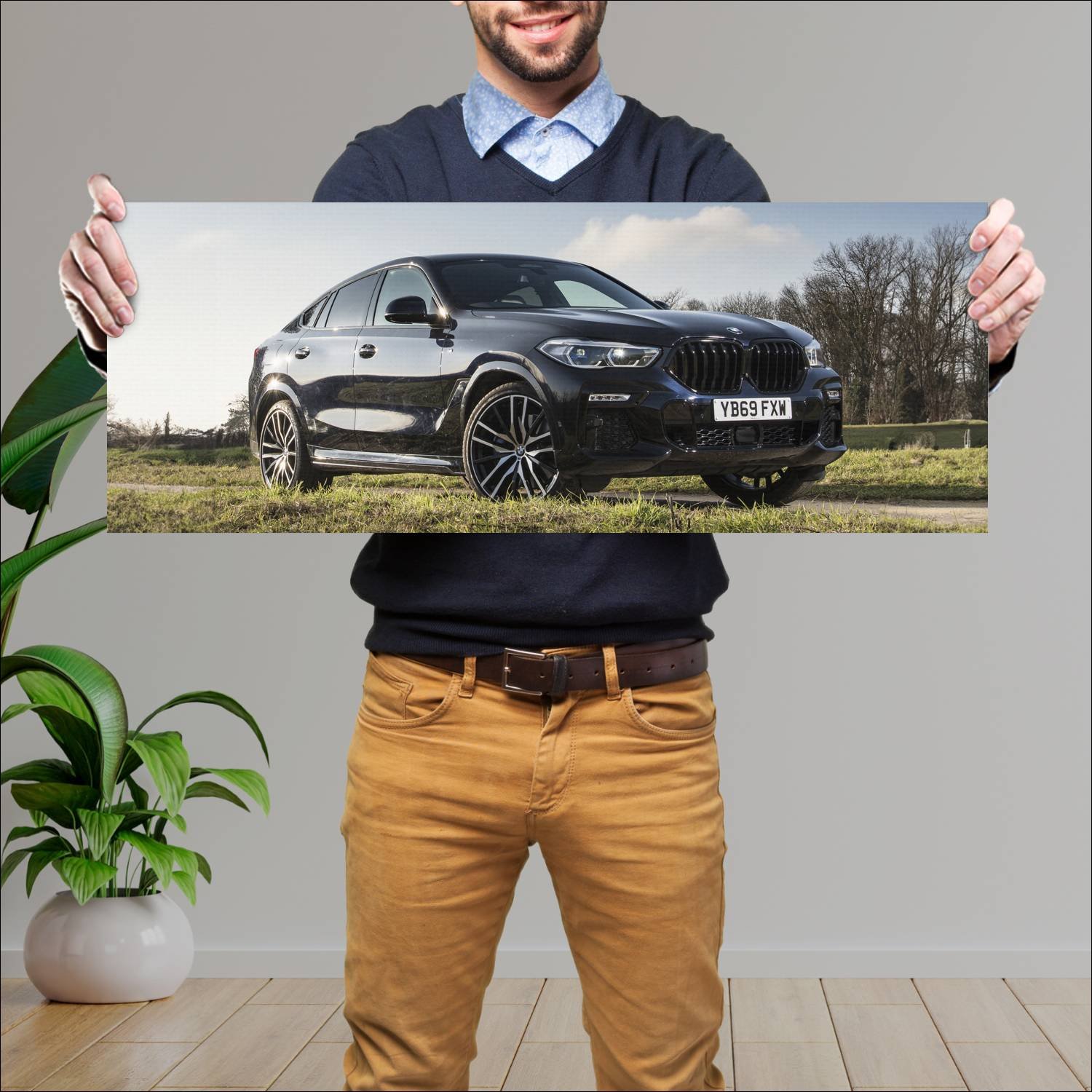 Cuadro grande 30x80cm 2019 bmw x6 m sport uk auto 831 Bmw