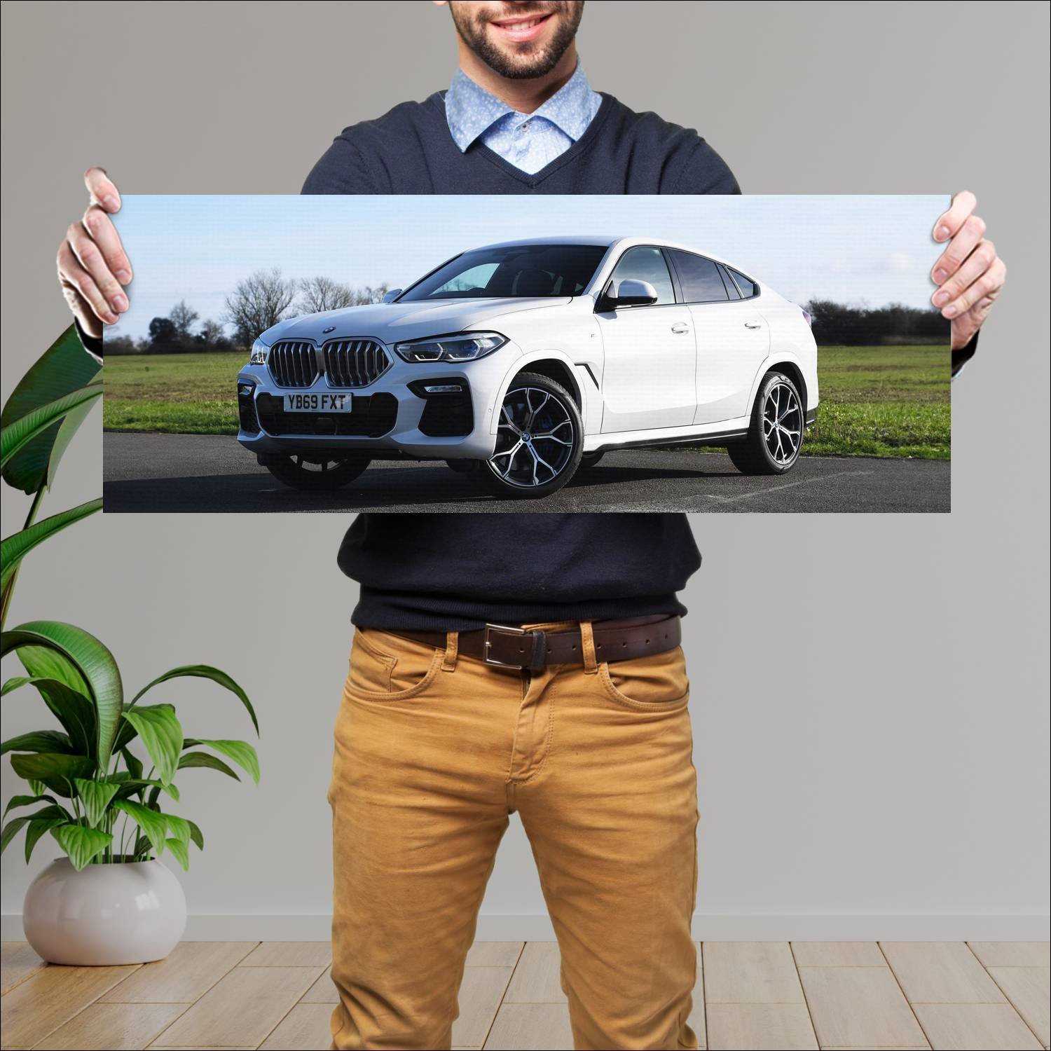 Cuadro grande 30x80cm 2019 bmw x6 m sport uk auto 832 Bmw
