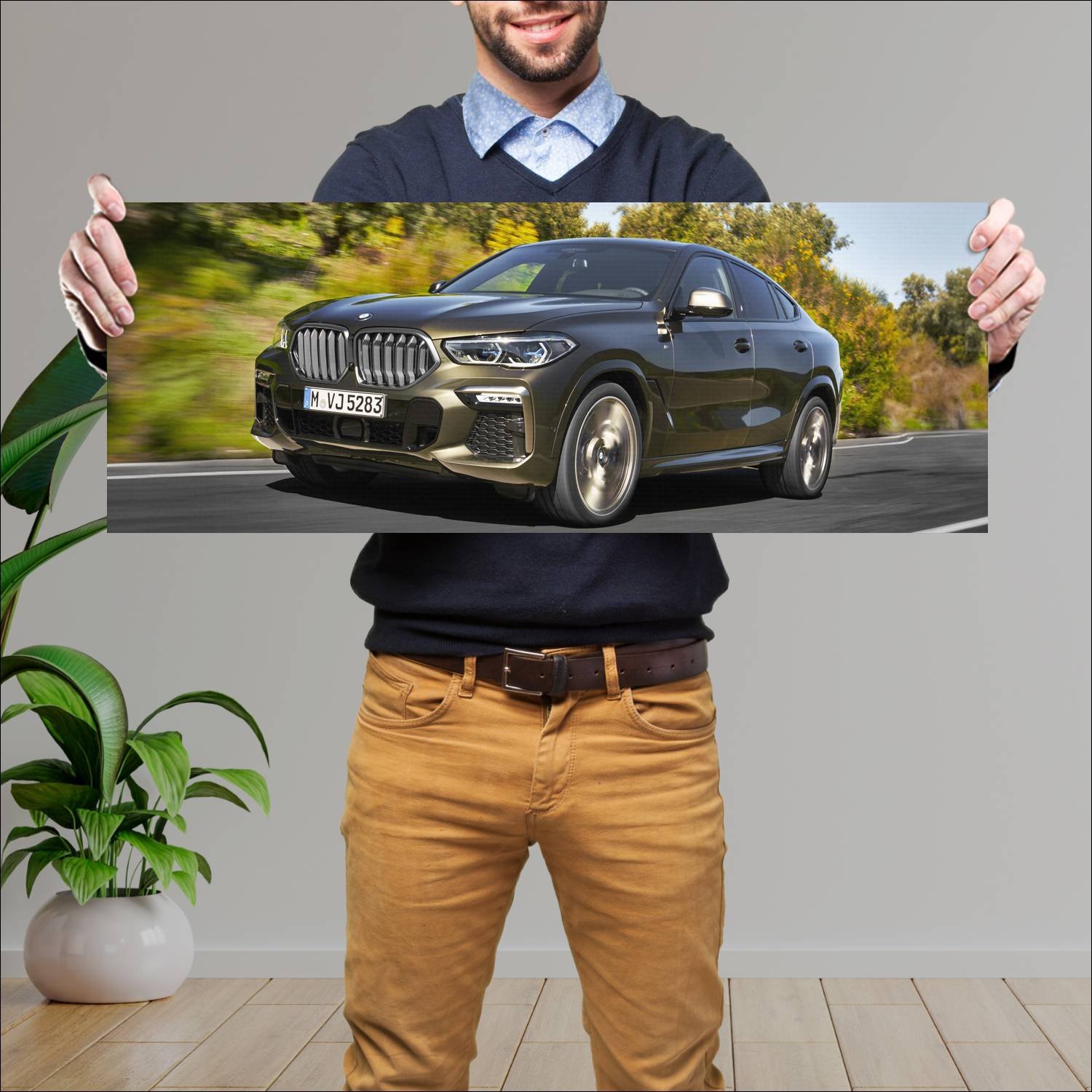 Cuadro grande 30x80cm 2019 bmw x6 m50i auto 834 Bmw