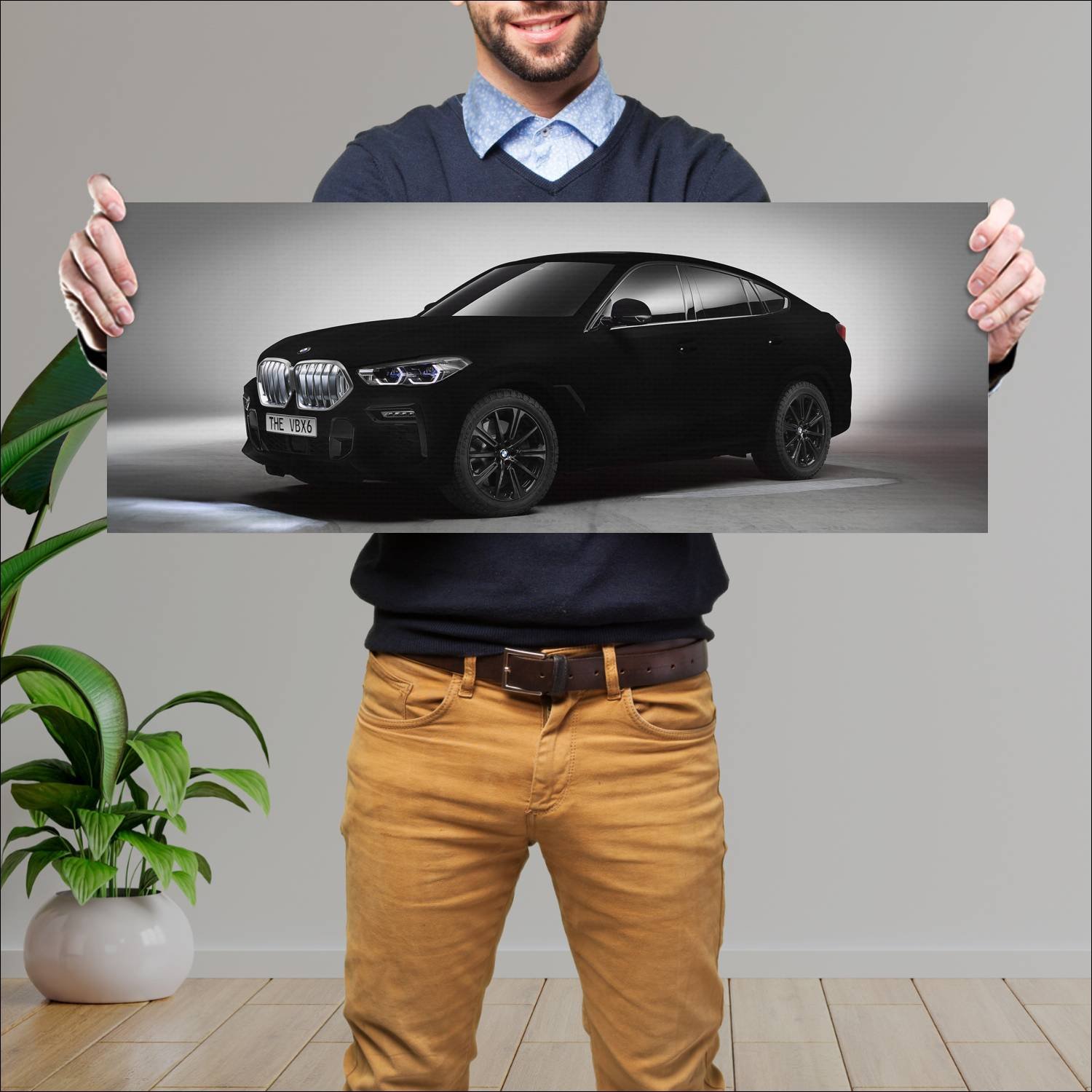 Cuadro grande 30x80cm 2019 bmw x6 vantablack auto 835 Bmw