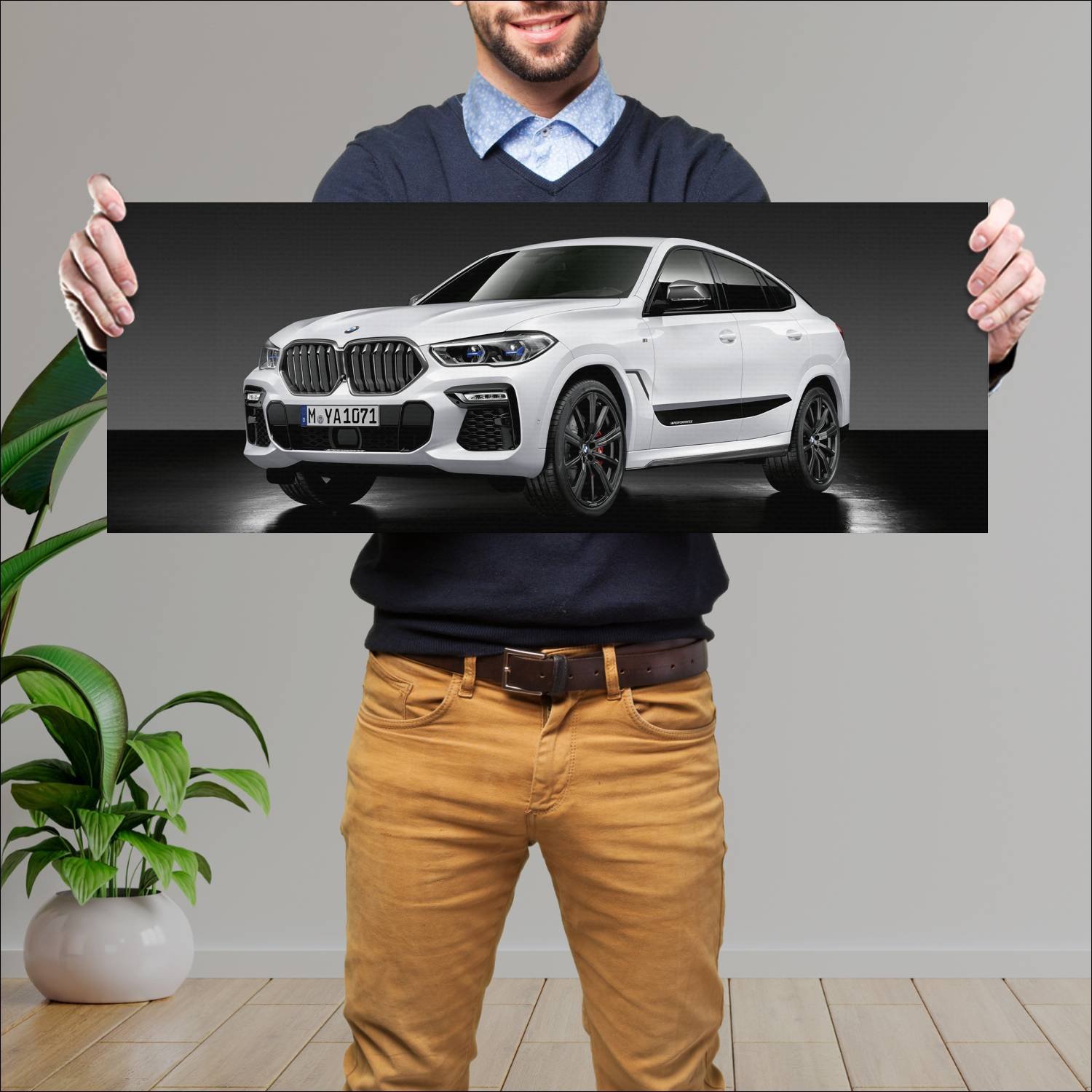 Cuadro grande 30x80cm 2019 bmw x6 with m performan 836 Bmw