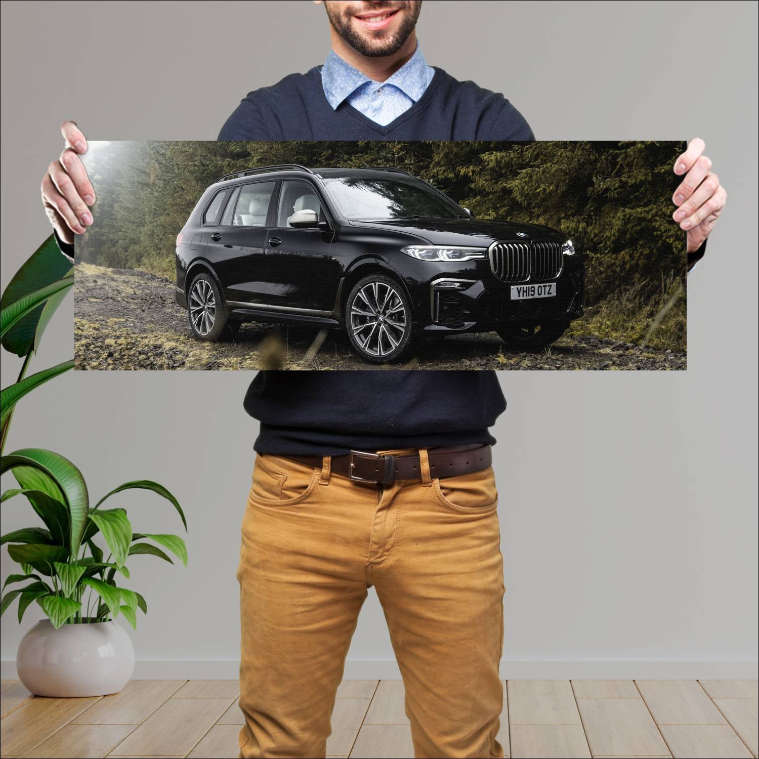 Cuadro grande 30x80cm 2019 bmw x7 m50d uk auto 841 Bmw