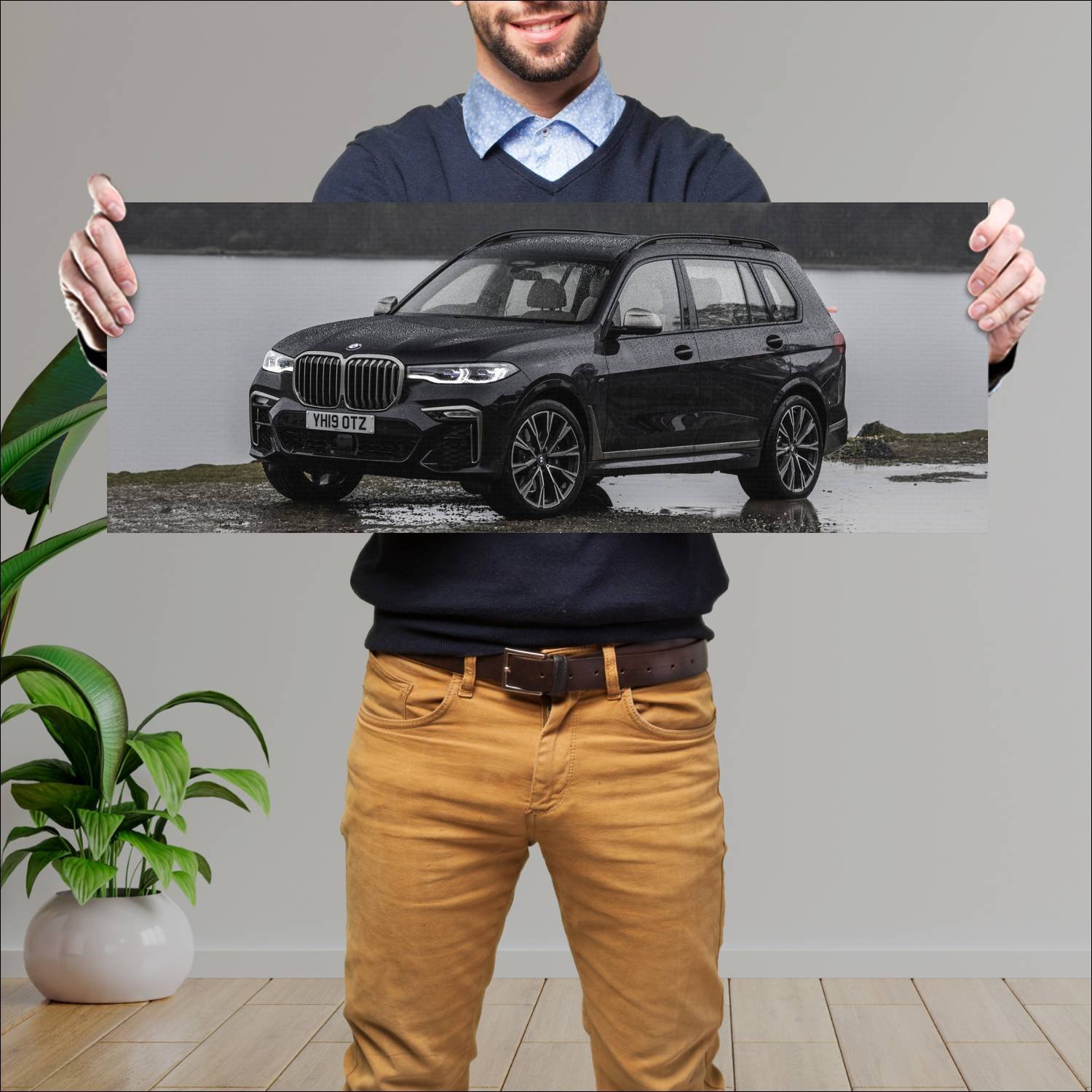 Cuadro grande 30x80cm 2019 bmw x7 m50d uk auto 842 Bmw