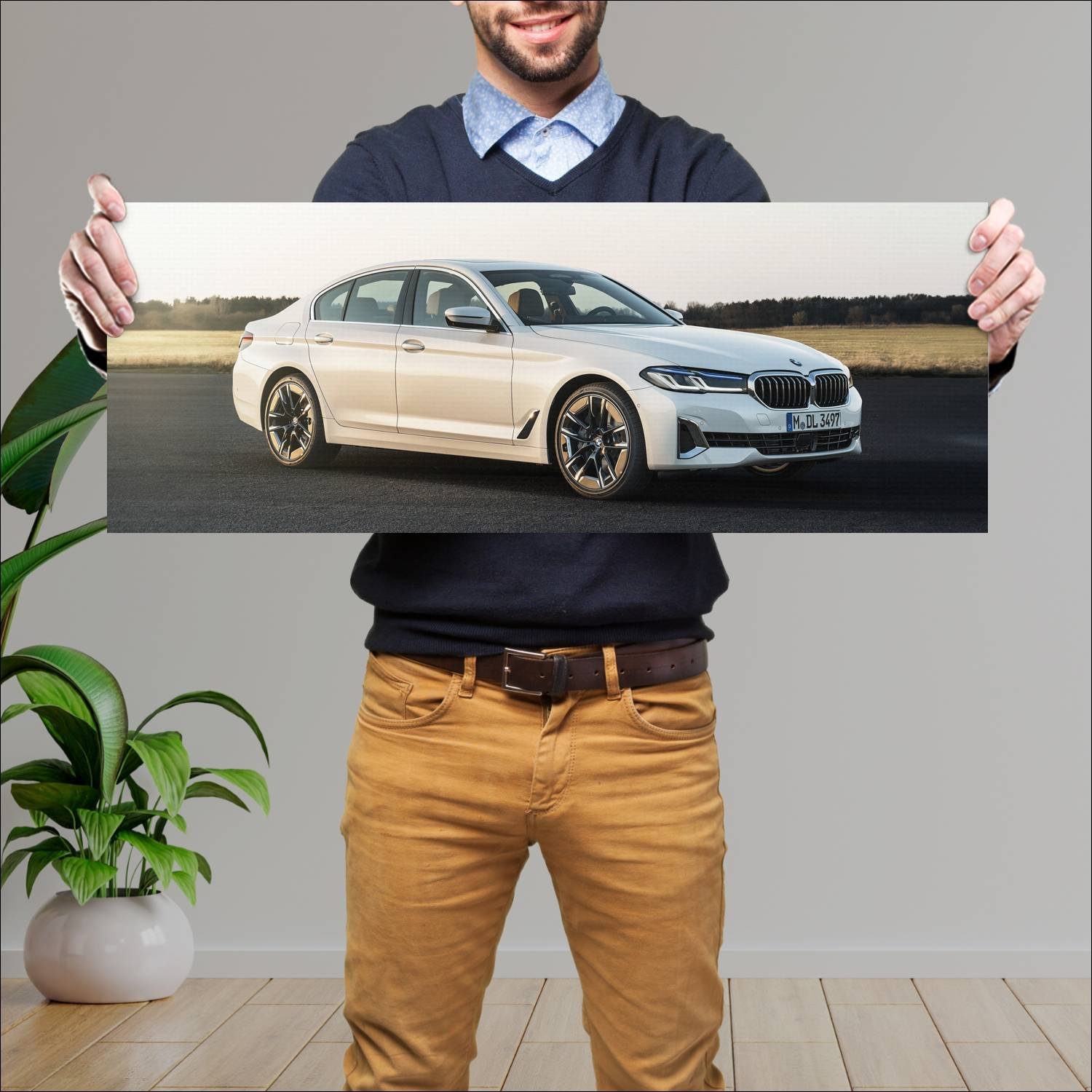 Cuadro grande 30x80cm 2020 bmw 5 series auto 894 Bmw