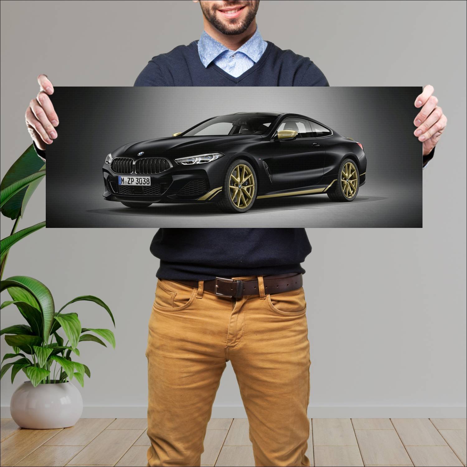 Cuadro grande 30x80cm 2020 bmw m850i coupe golden 963 Bmw