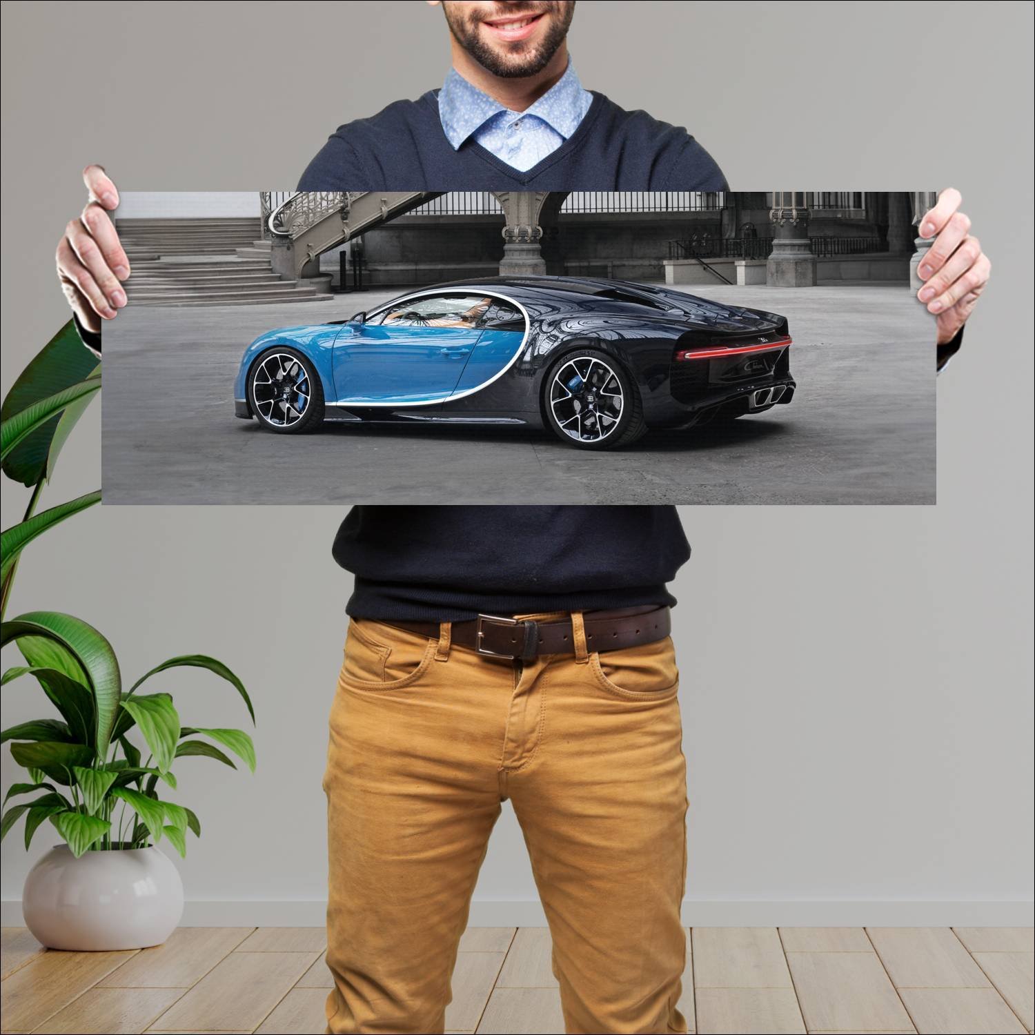 Cuadro grande 30x80cm 2016 bugatti chiron auto 93 Bugatti