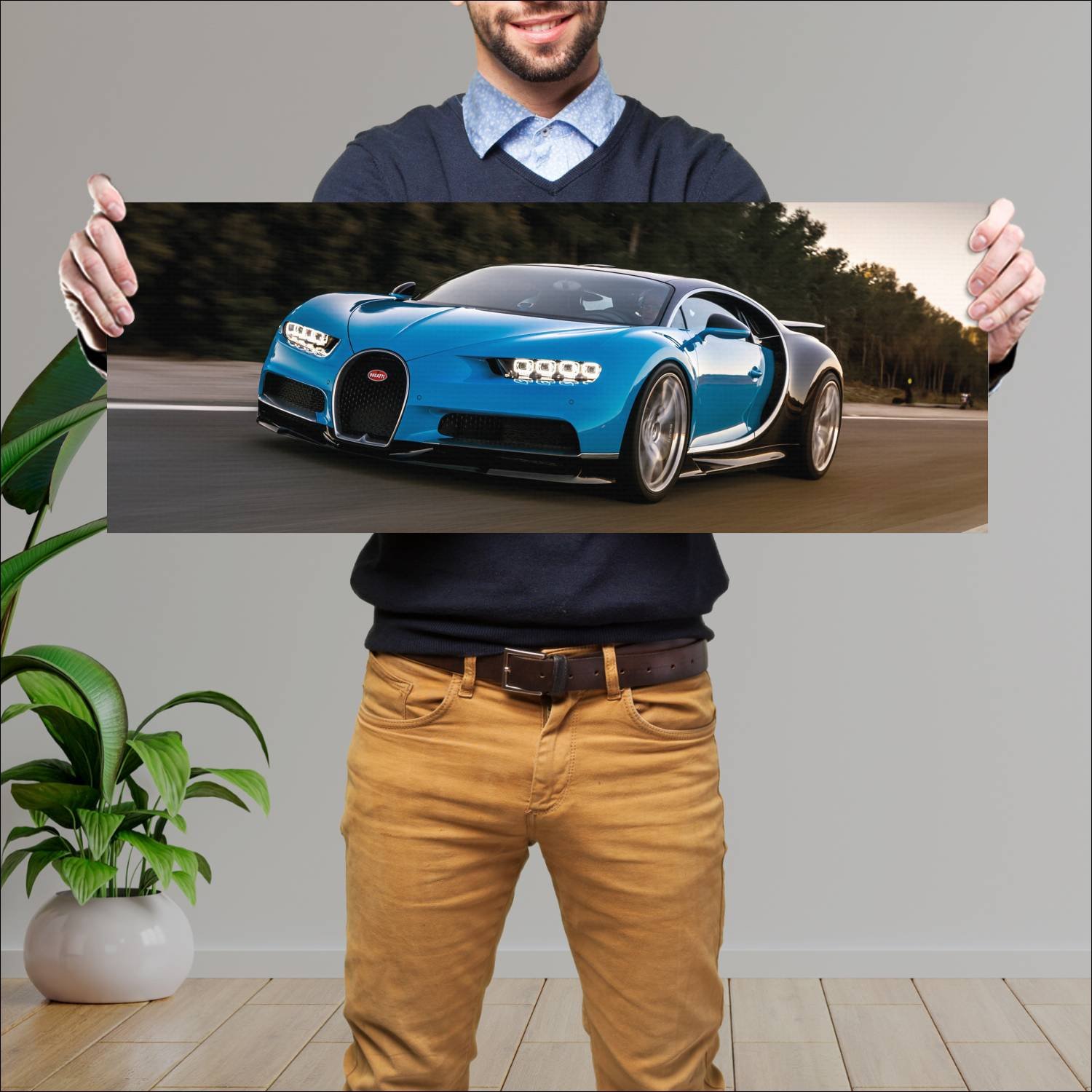Cuadro grande 30x80cm 2016 bugatti chiron auto 94 Bugatti