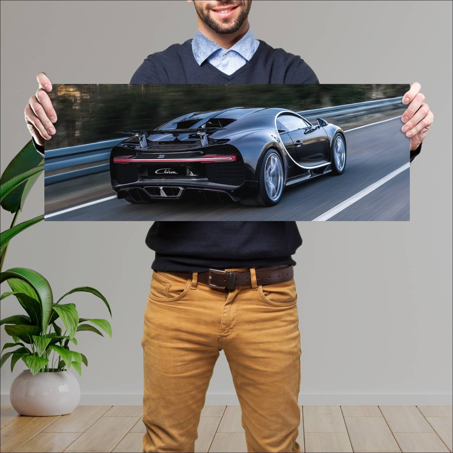 Cuadro grande 30x80cm 2016 bugatti chiron auto 95 Bugatti