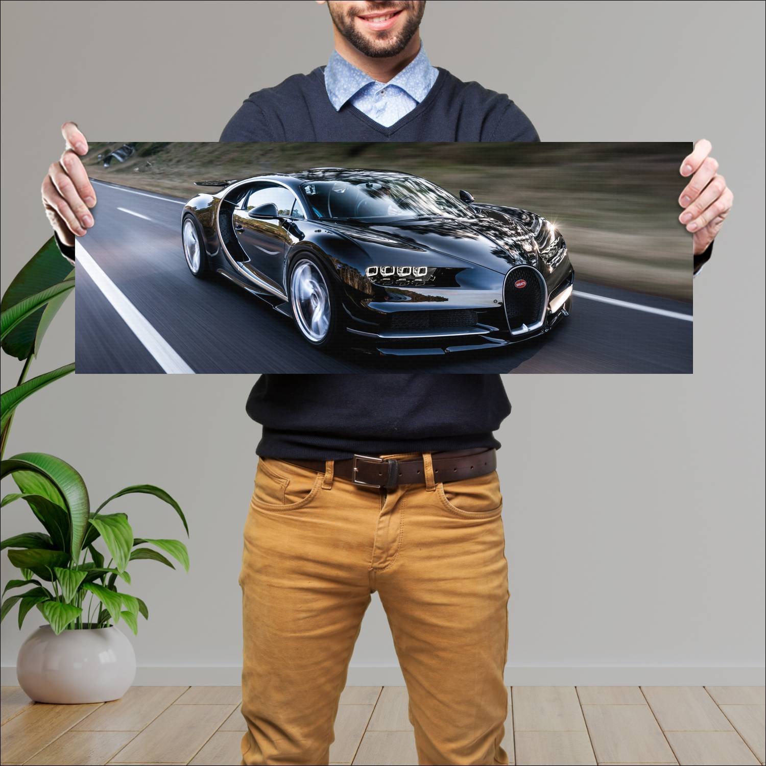 Cuadro grande 30x80cm 2016 bugatti chiron auto 96 Bugatti