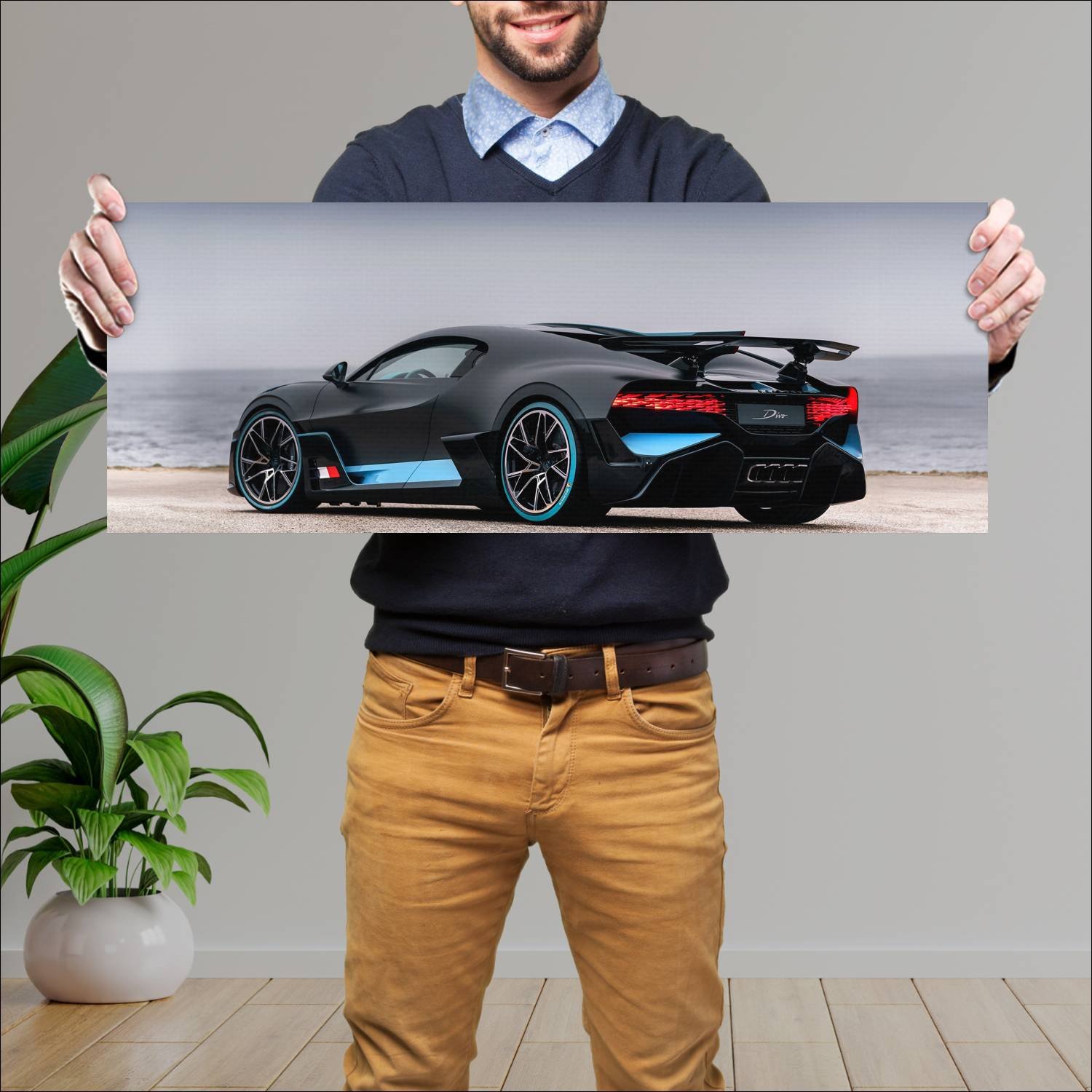 Cuadro grande 30x80cm 2018 bugatti divo auto 105 Bugatti