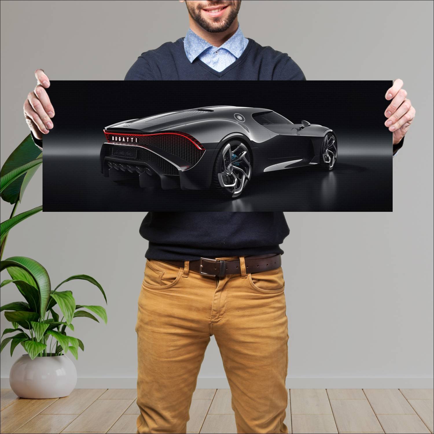 Cuadro grande 30x80cm 2019 bugatti la voiture noir 115 Bugatti