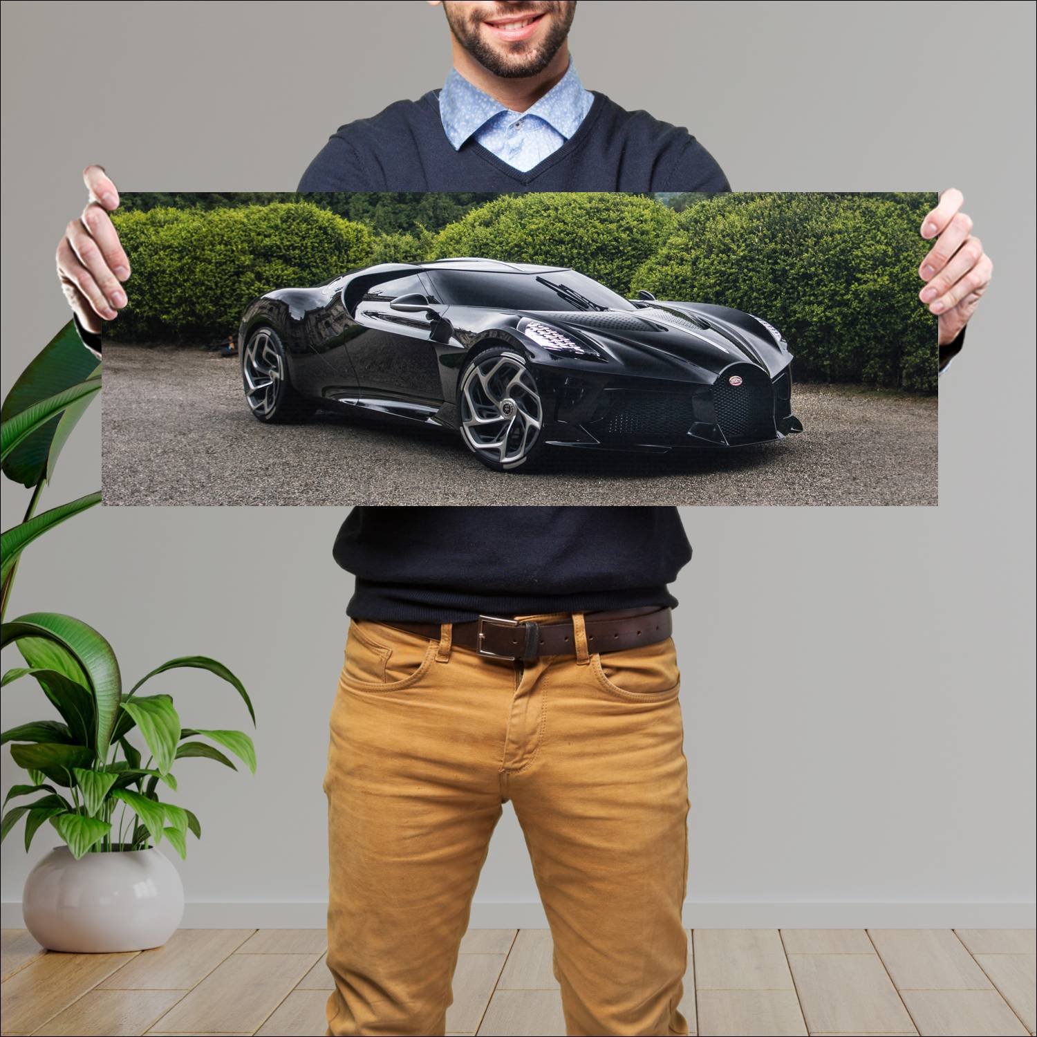 Cuadro grande 30x80cm 2019 bugatti la voiture noir 116 Bugatti