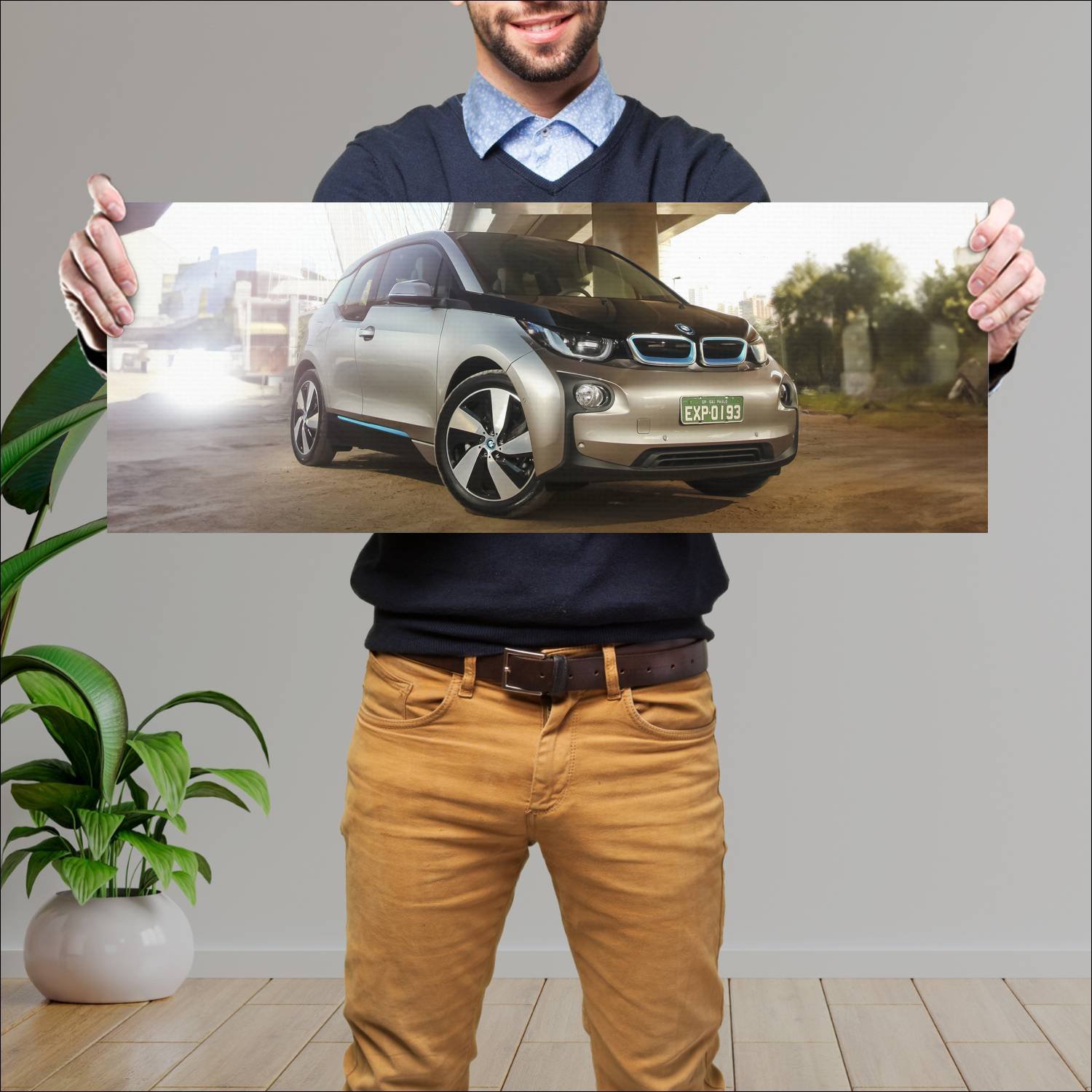 Cuadro grande 30x80cm 2014 bmw i3 br auto 42 Bmw