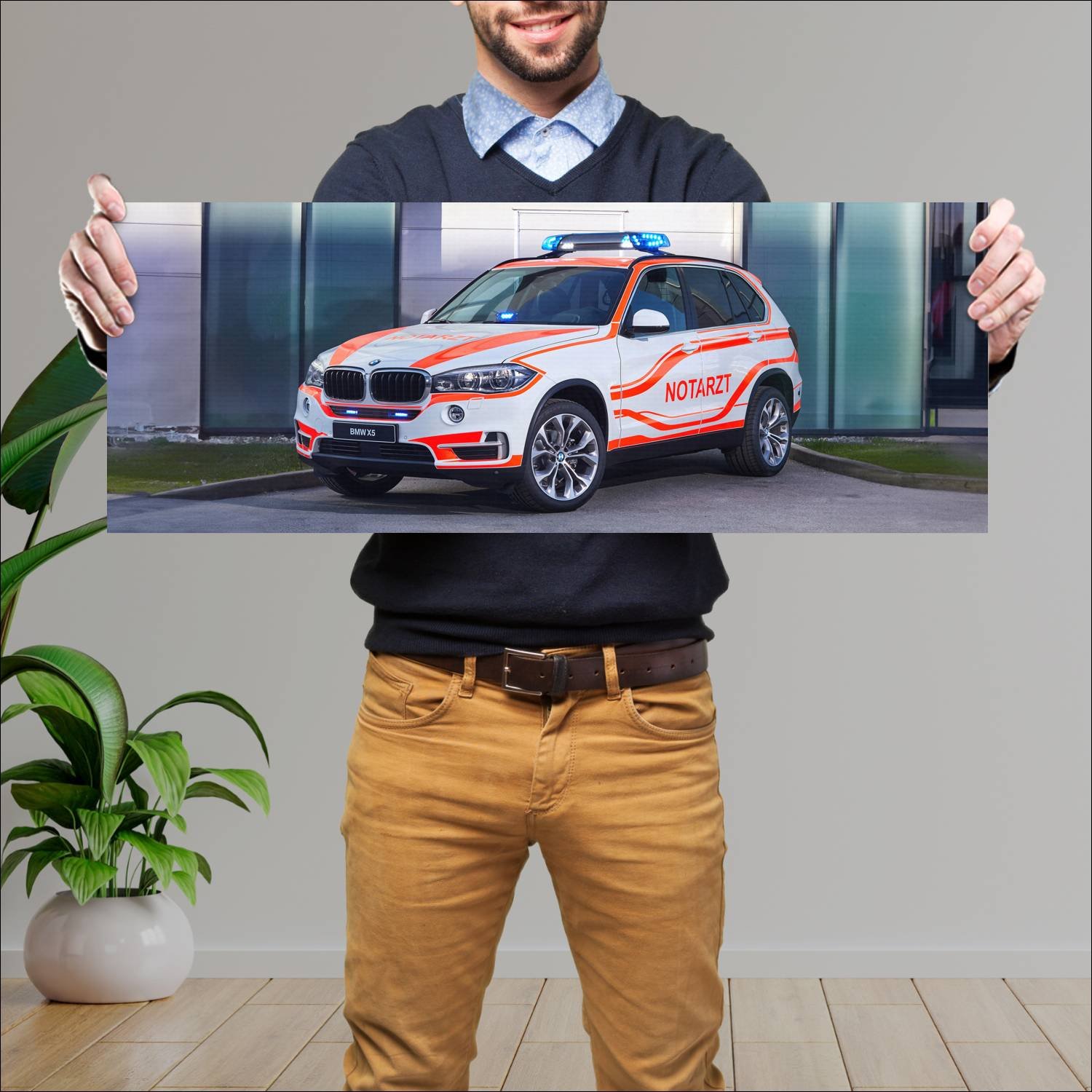 Cuadro grande 30x80cm 2014 bmw x5 notarzt auto 53 Bmw