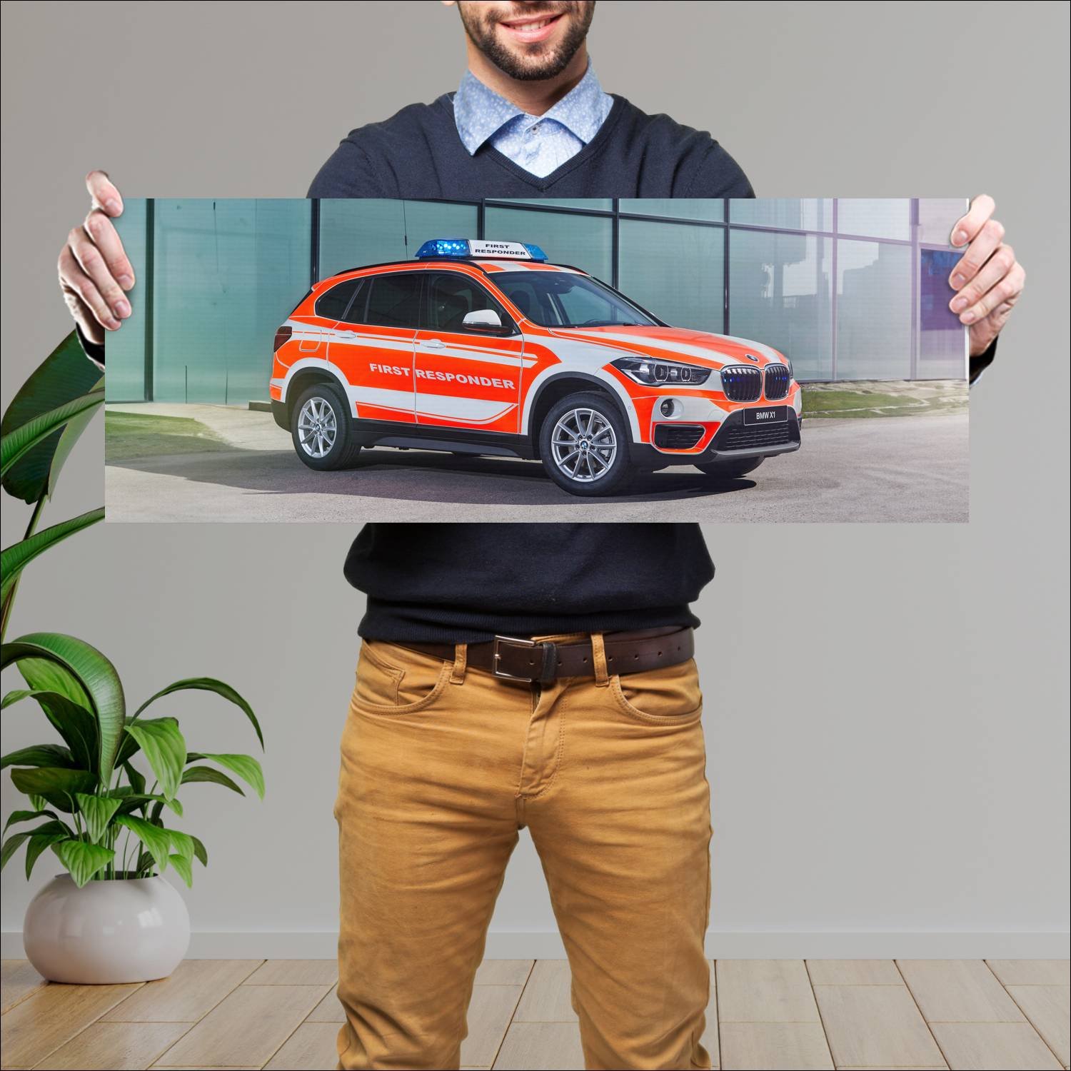 Cuadro grande 30x80cm 2017 bmw x1 first responder 149 Bmw