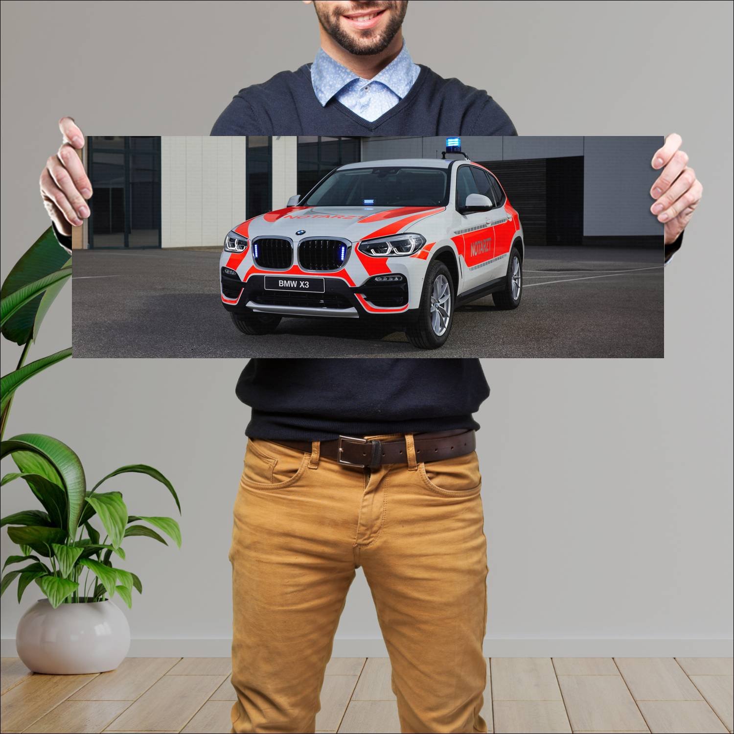 Cuadro grande 30x80cm 2018 bmw x3 notarzt auto 184 Bmw