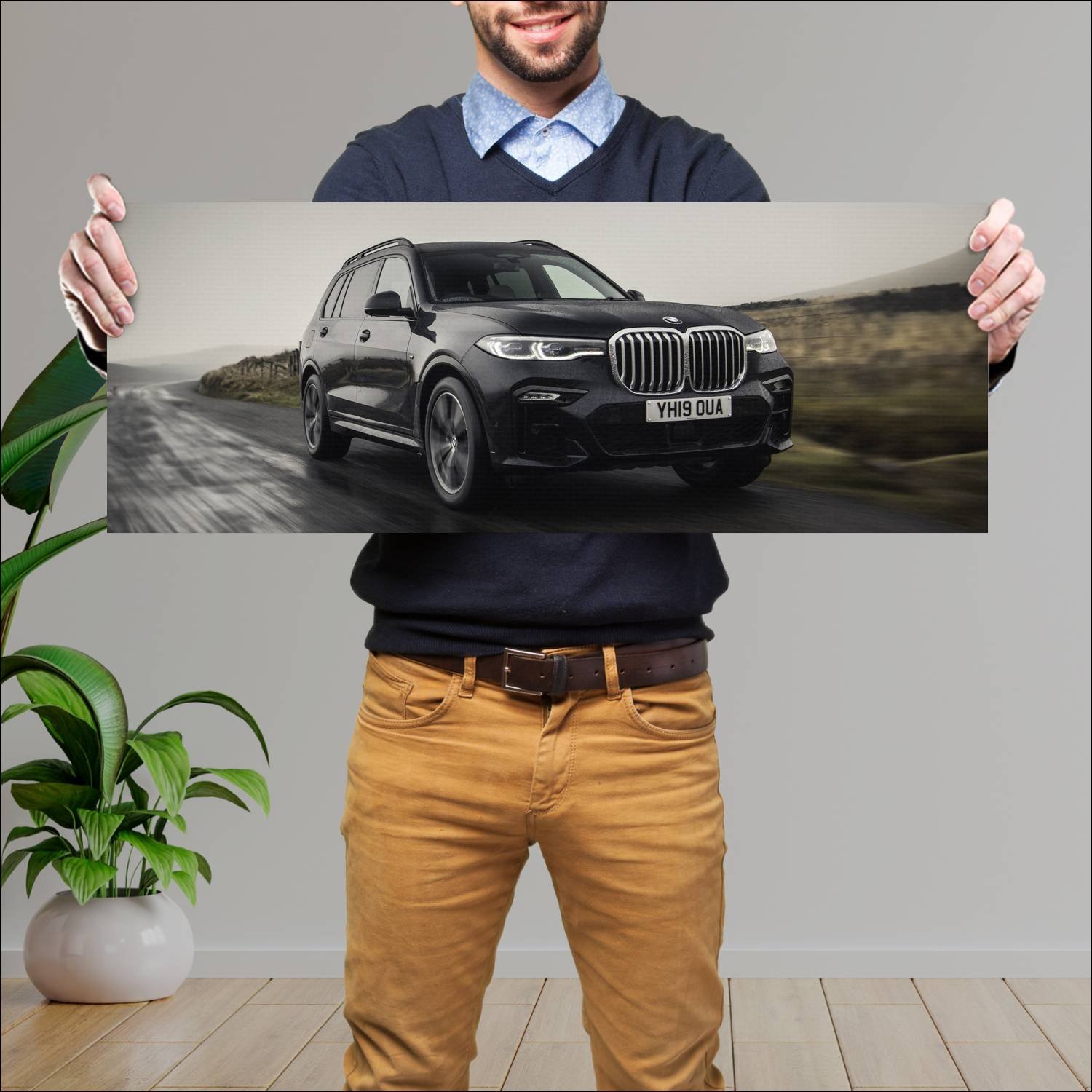 Cuadro grande 30x80cm 2019 bmw x7 m sport uk auto 215 Bmw