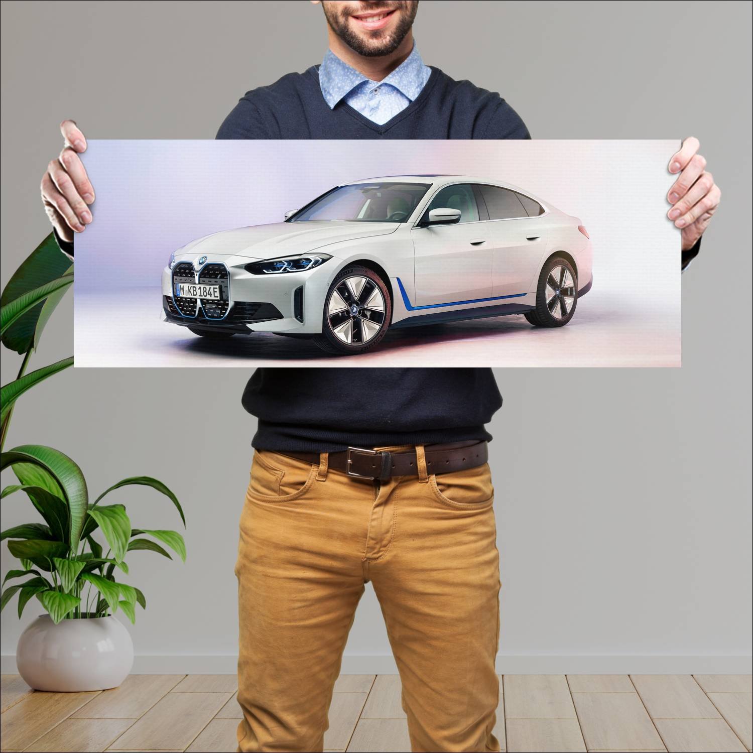 Cuadro grande 30x80cm 2021 bmw i4 auto 278 Bmw