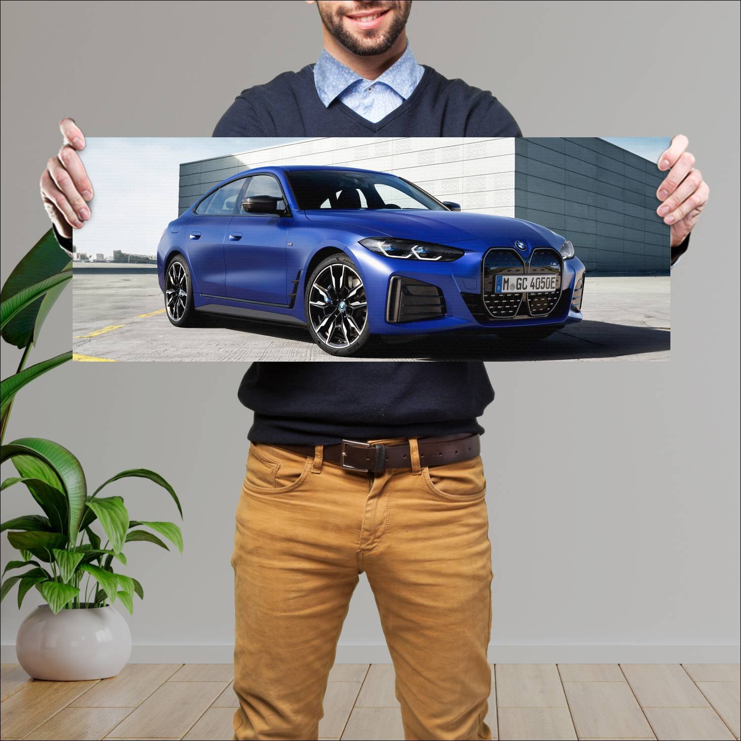Cuadro grande 30x80cm 2021 bmw i4 m50 auto 280 Bmw